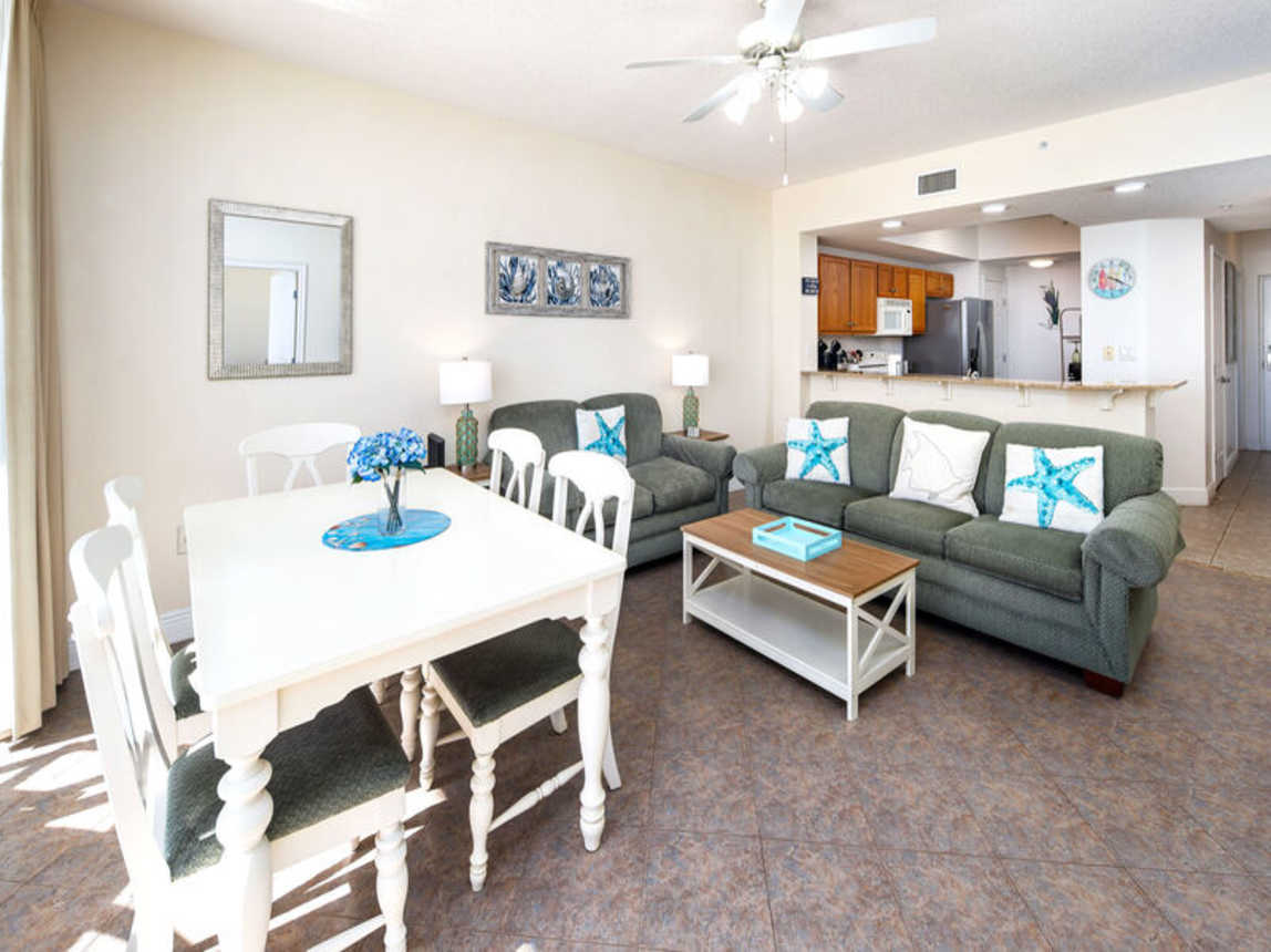 Living Room - Waters Edge Resort Unit 510 Okaloosa Island Fort Walton Beach Vacation Rentals