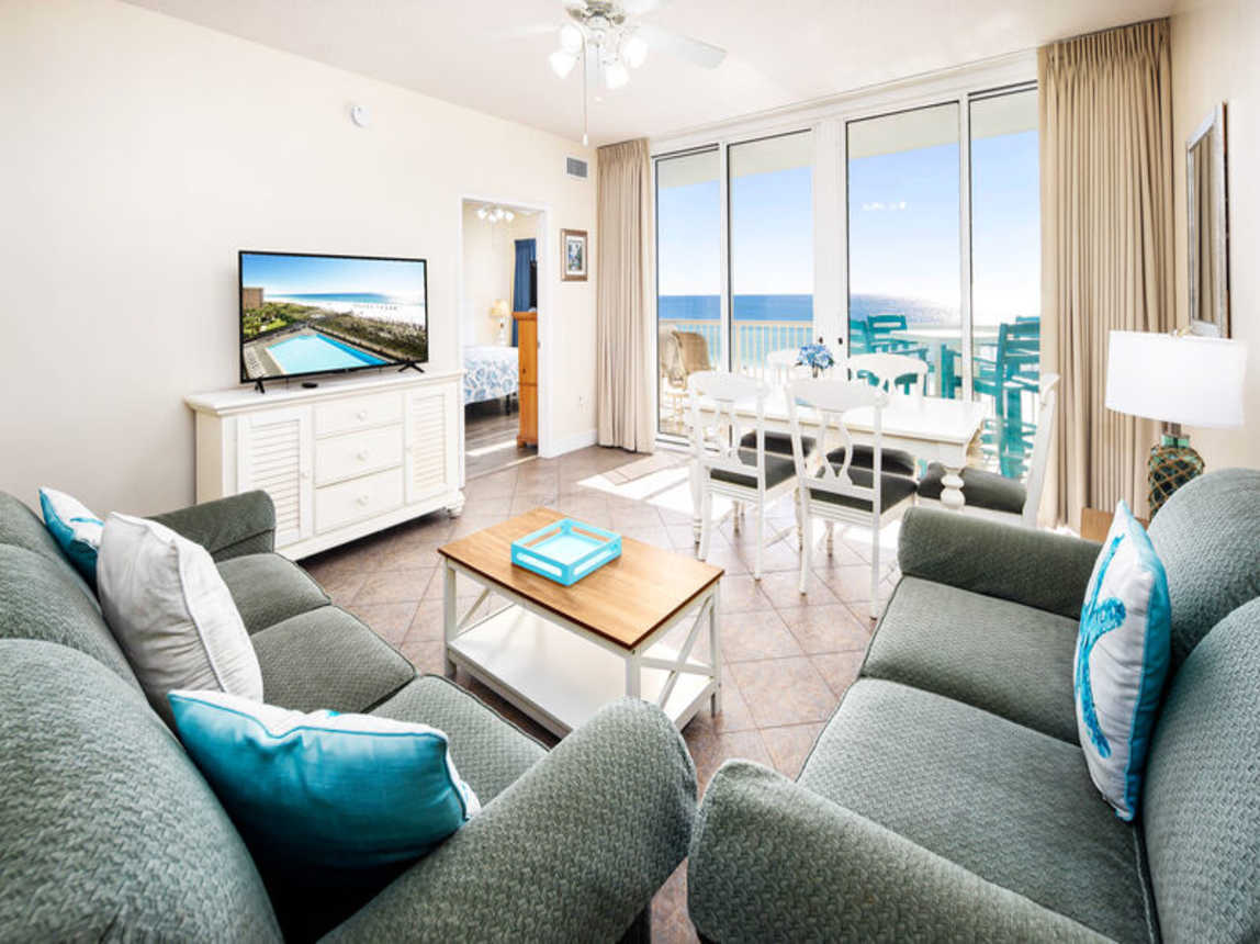 Living Room - Waters Edge Resort Unit 510 Okaloosa Island Fort Walton Beach Vacation Rentals