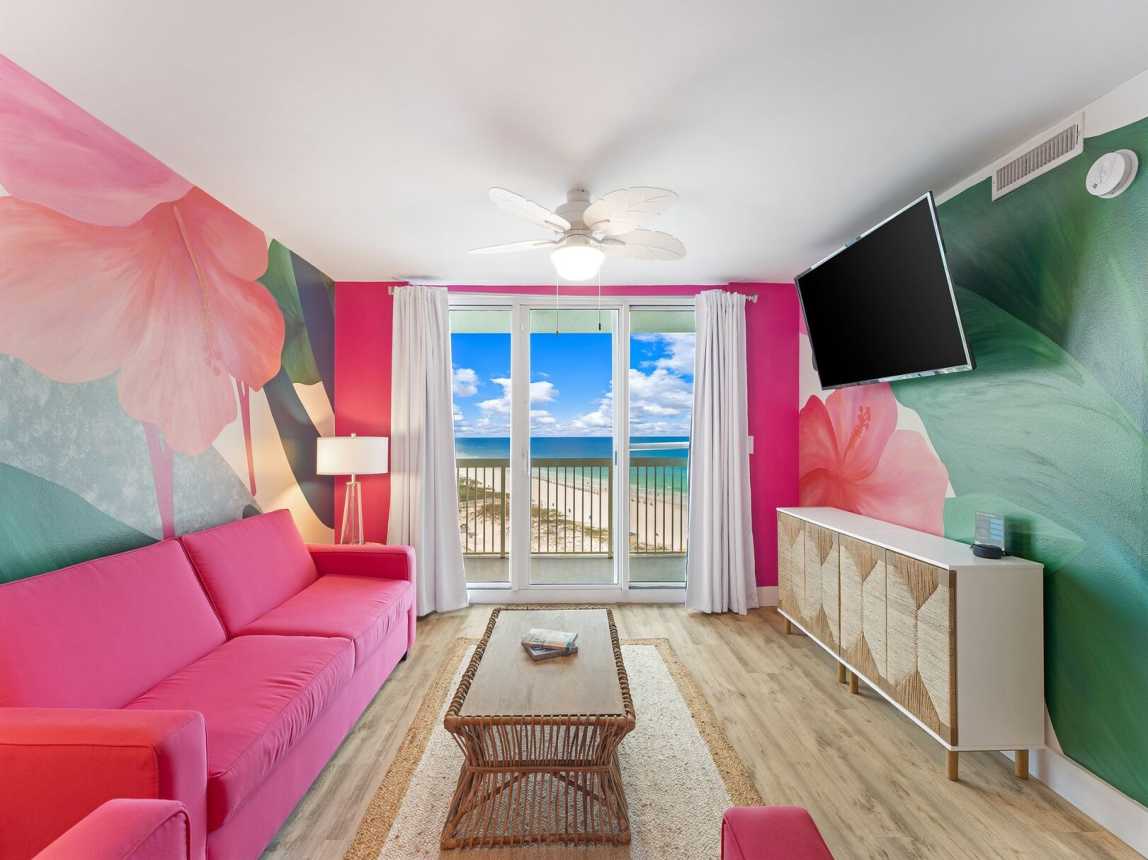 Bright Tropical decor really makes you feel you are in tropical paradise.