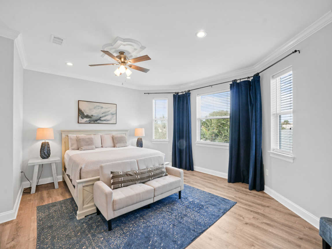 On the 2nd floor you will find the oversize King Master Bedroom Oasis. Enjoy the plush bed with crisp linen and a light coverlet for those chilly nights.