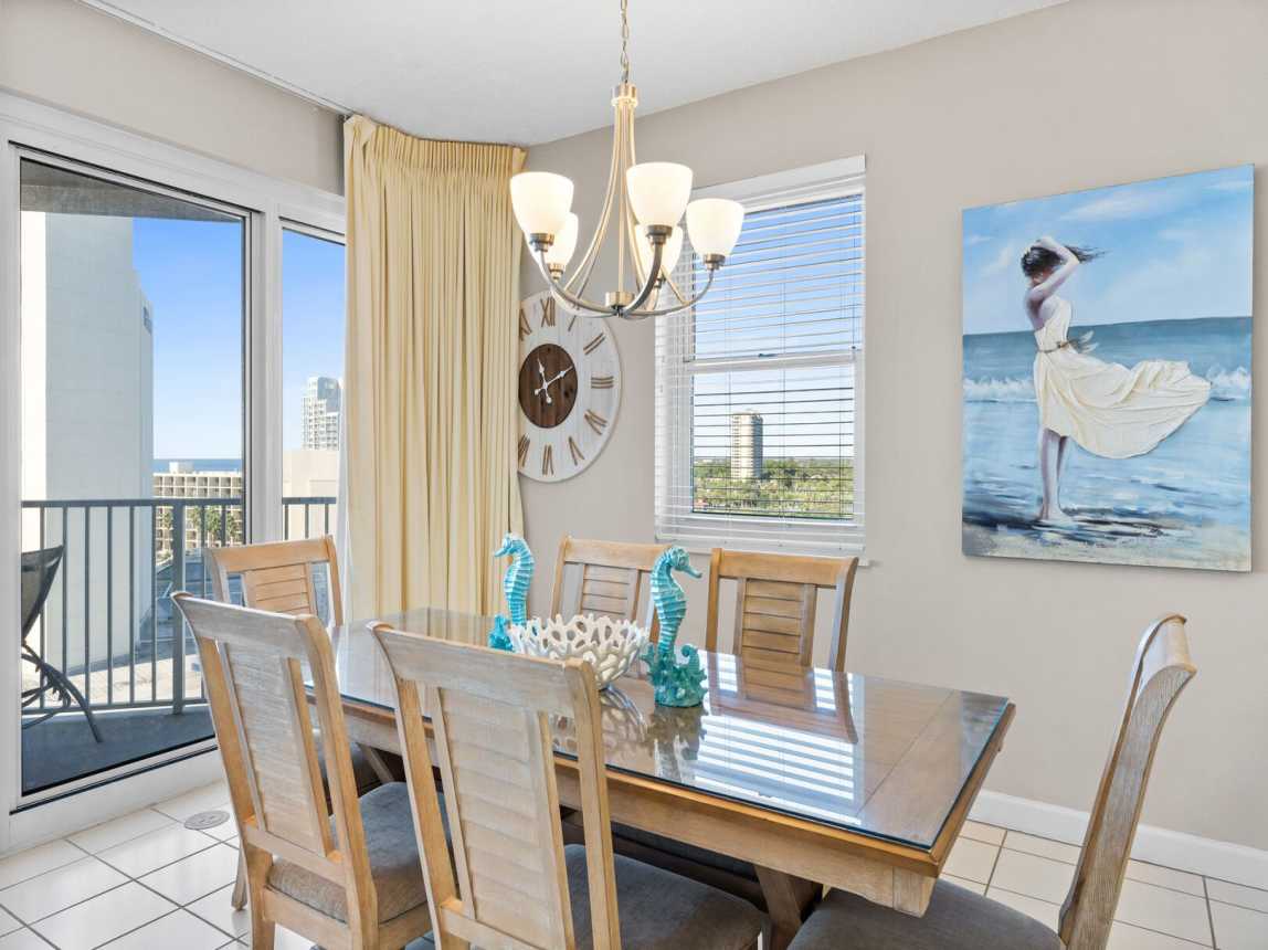 Dining table accomodates 6.