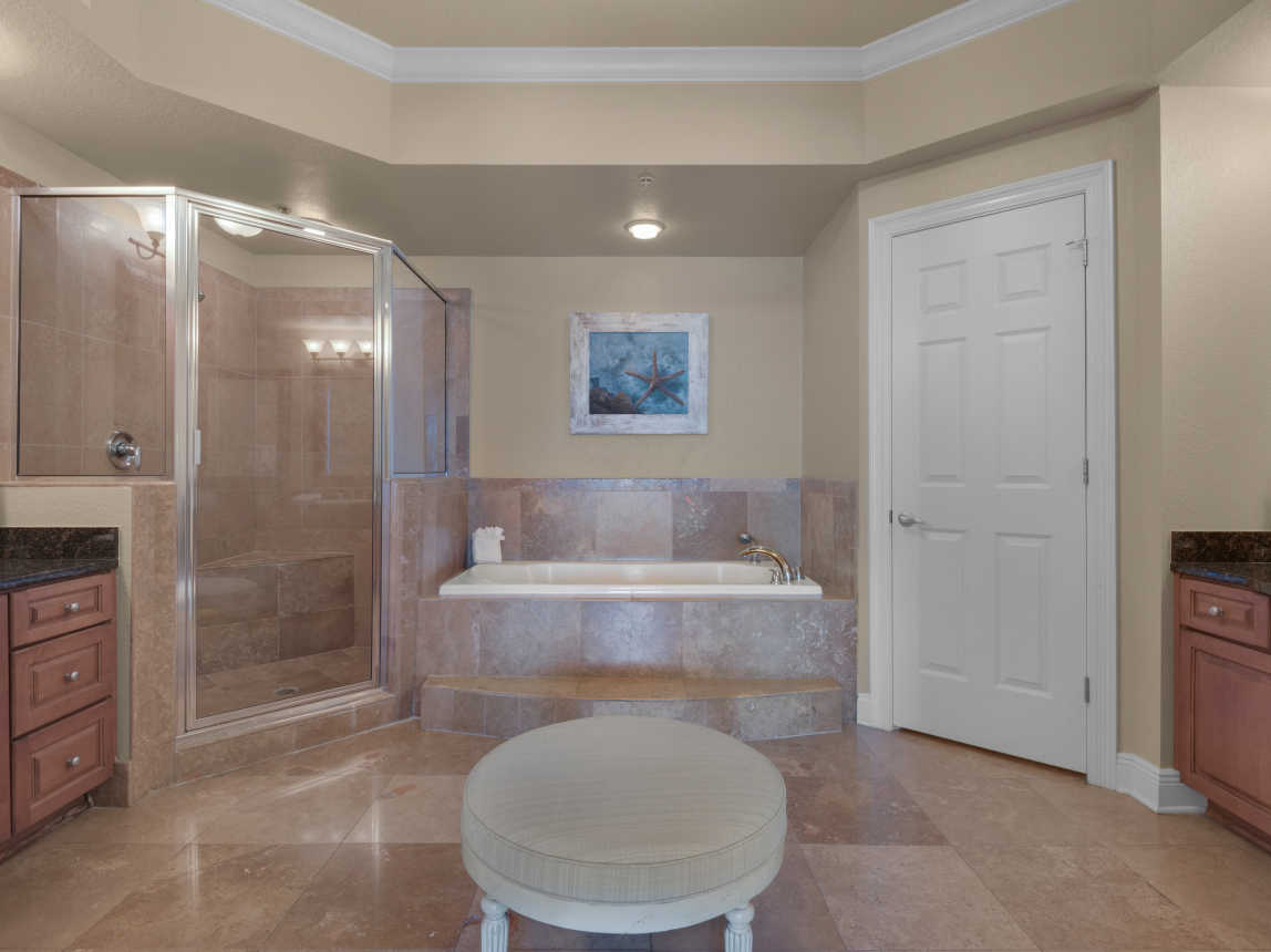 Relax in the over-sized primary bath tub
