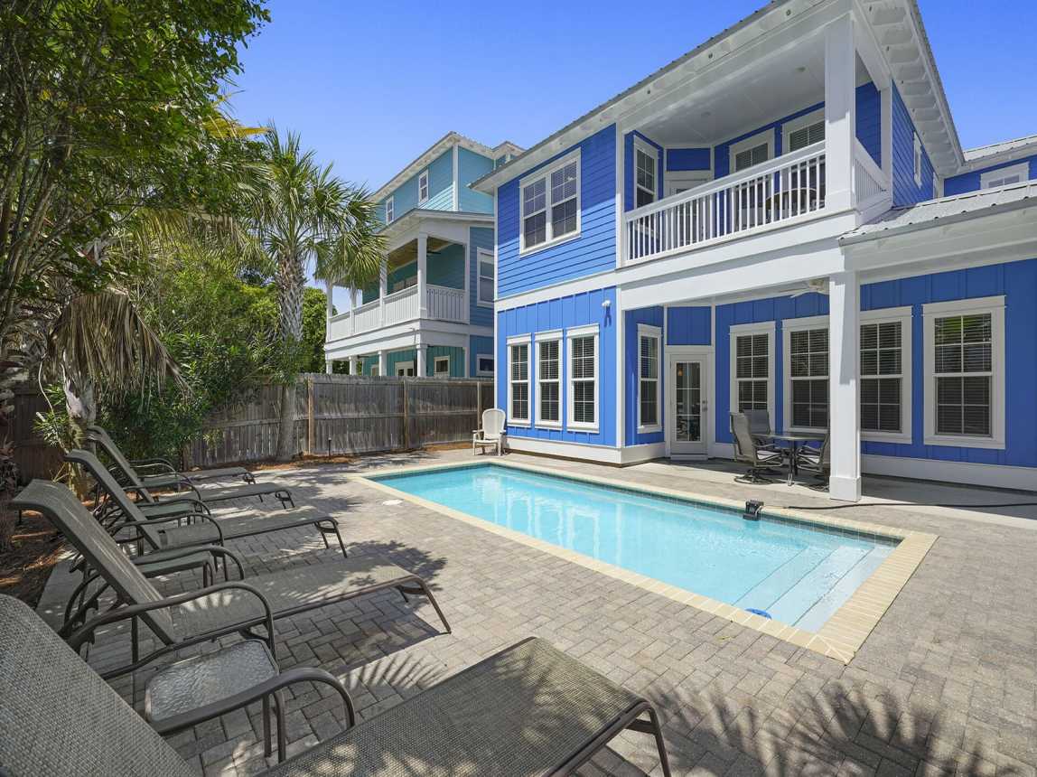 Casa Azul - Near Beach Vacation Rental House with Private Pool and Golf Cart in Miramar Beach, Florida - Five Star Properties Destin/30A