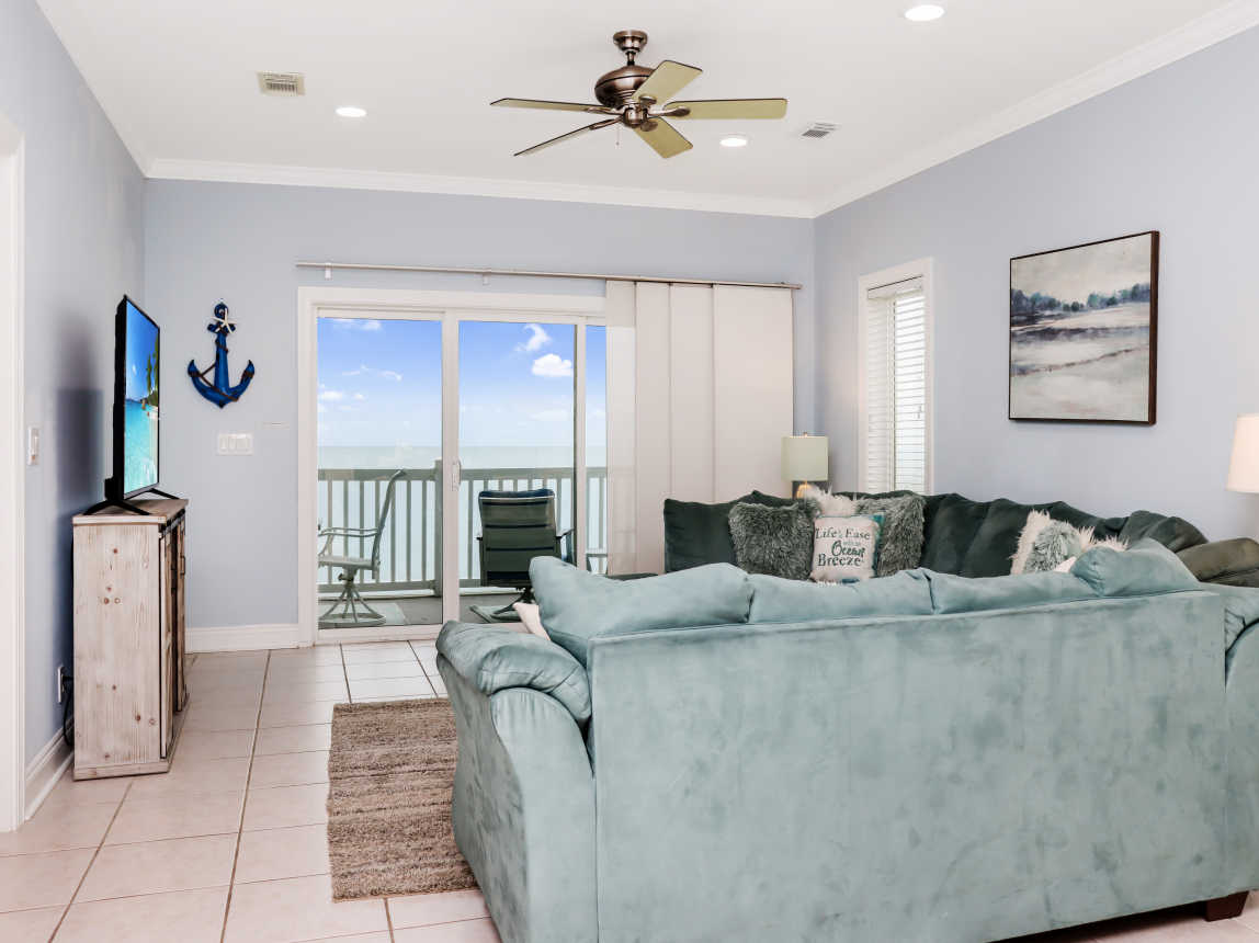 View of Beachfront Deck from Living Room