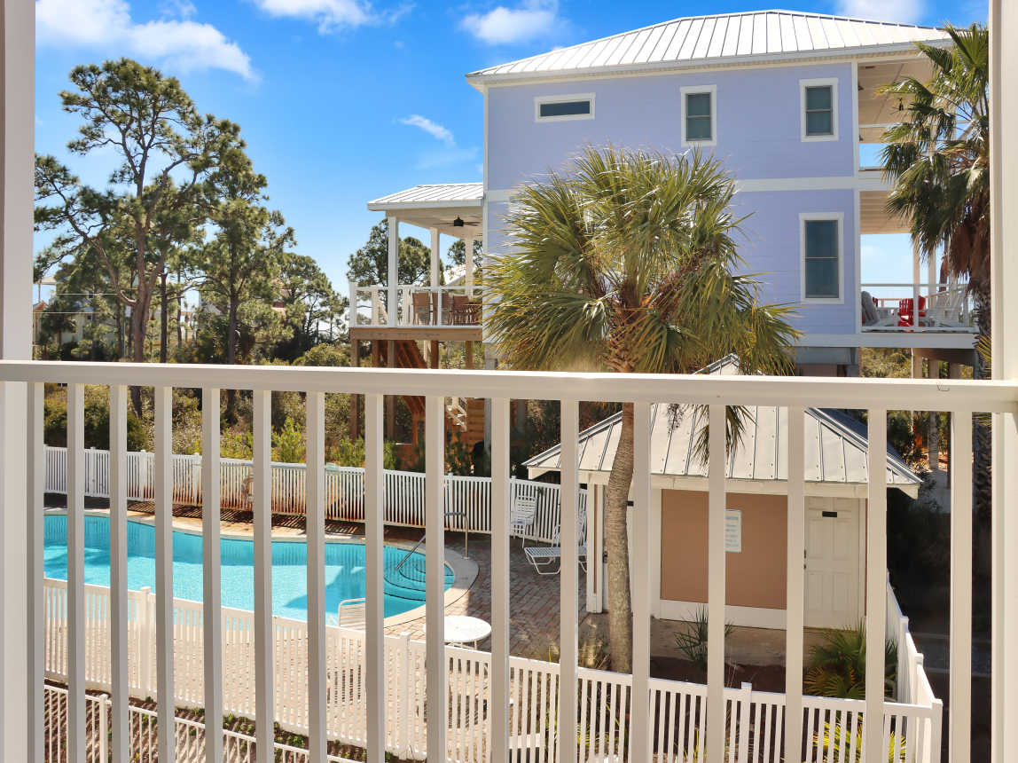 View of Community Swimming Pool from Main Level Deck