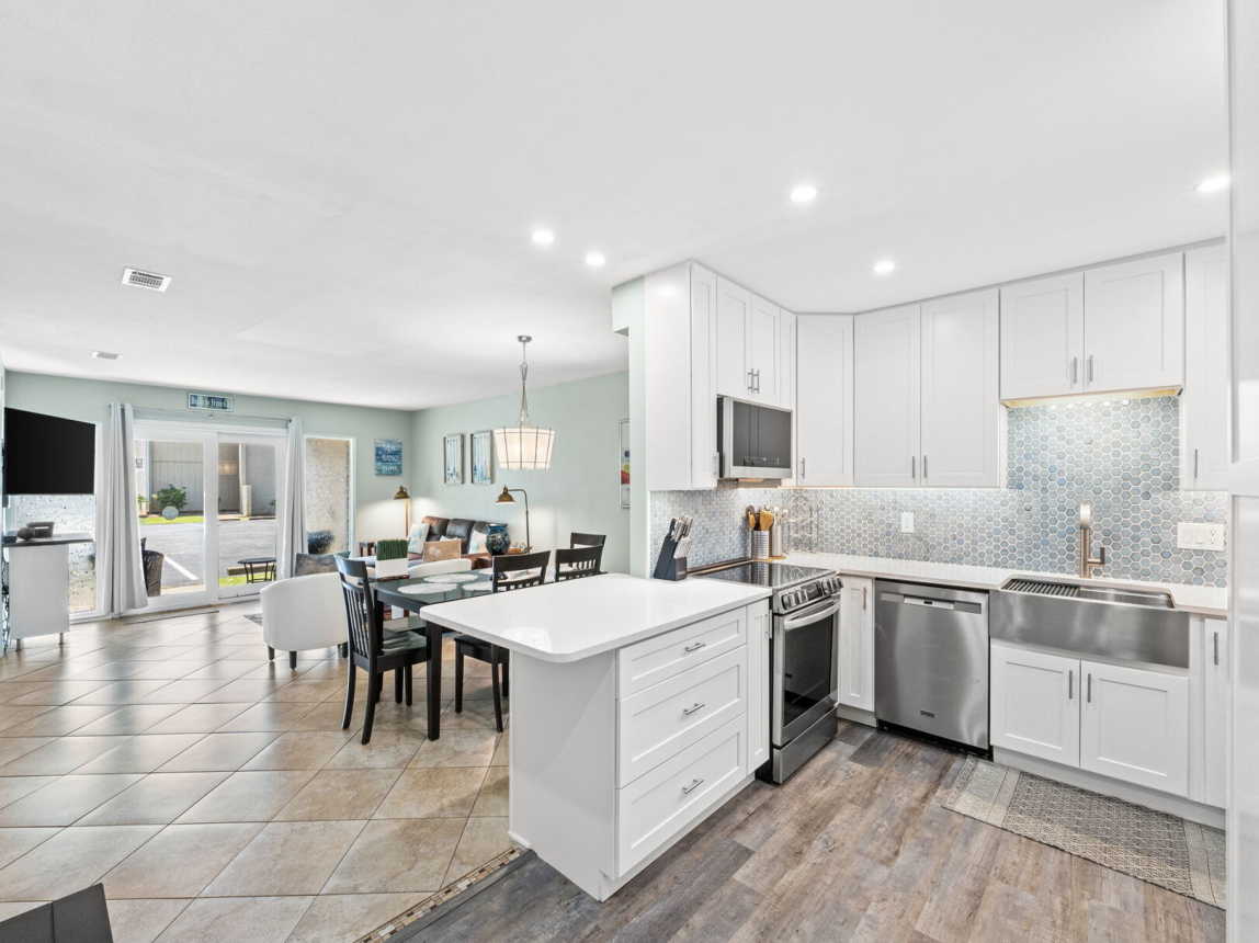 All brand new kitchen with marble counter tops and all new appliances. Stainless steep farm style sink.