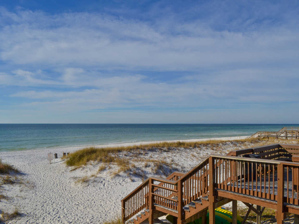The walk to the beach is a short distance away using the available boardwalk.
