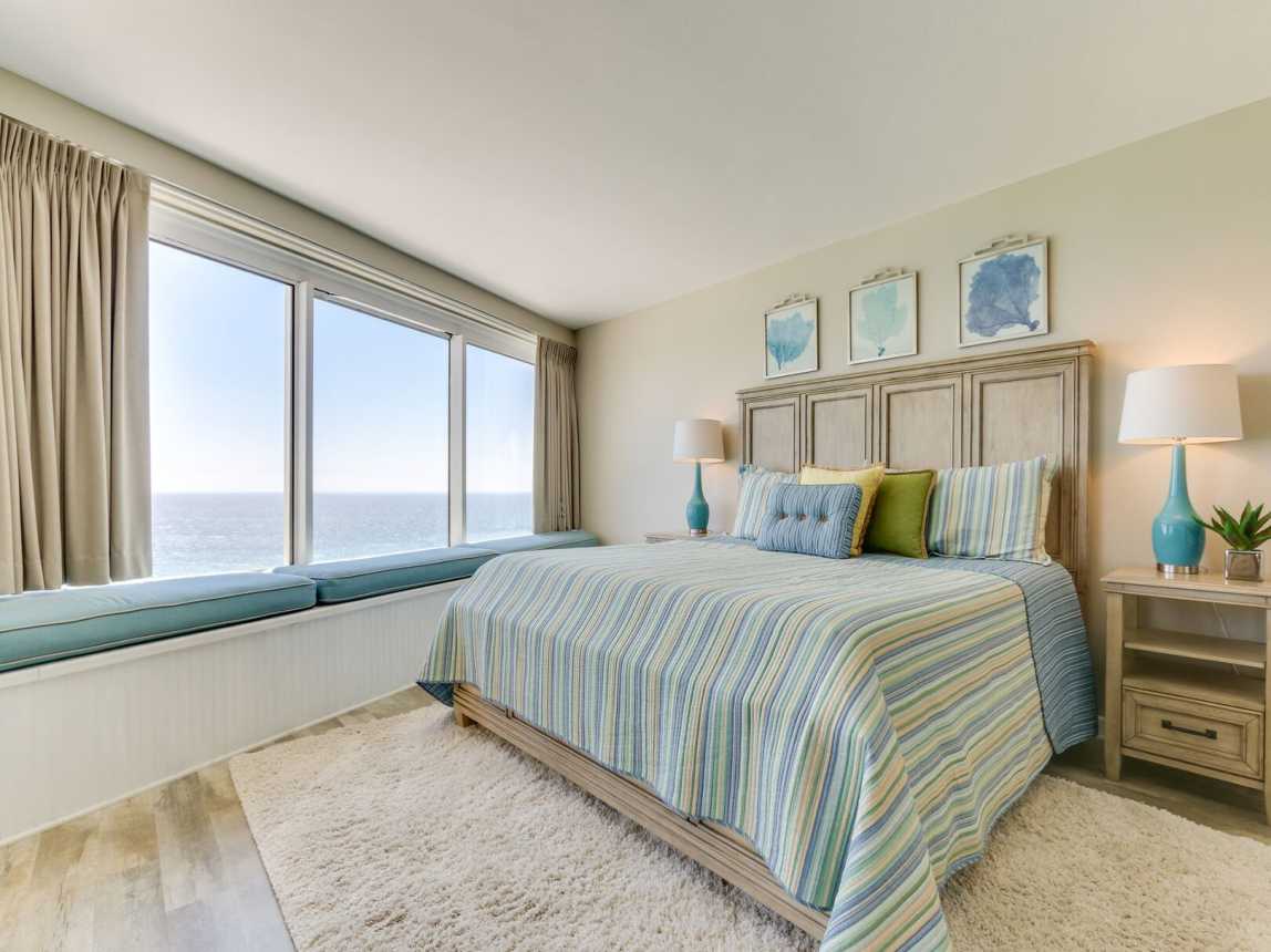 Beautiful views from the master bedroom. This king suite offers lush bedding, soft pillows and gorgeous views.