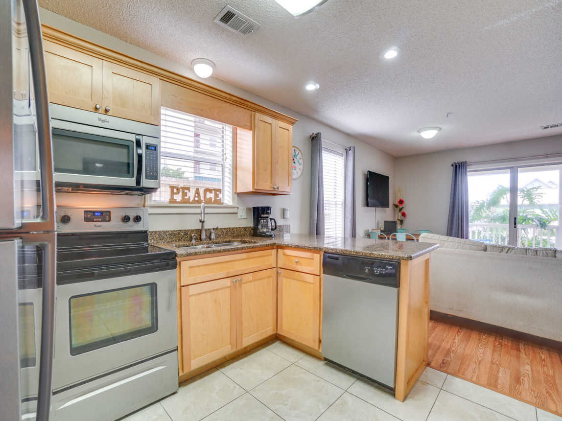 Everything at your fingertips when cooking in the completely stocked kitchen.