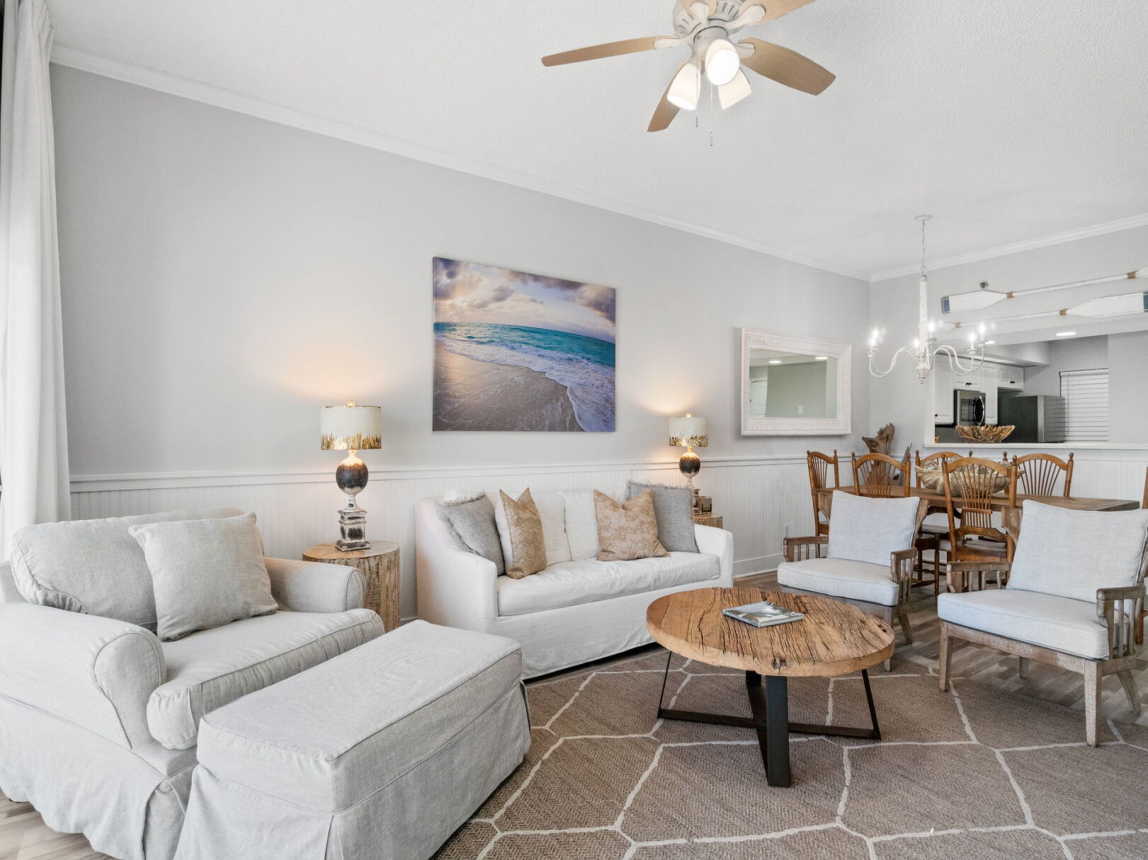 Garden Patio Setting. Spacious Living Room with tv, internet and cable.