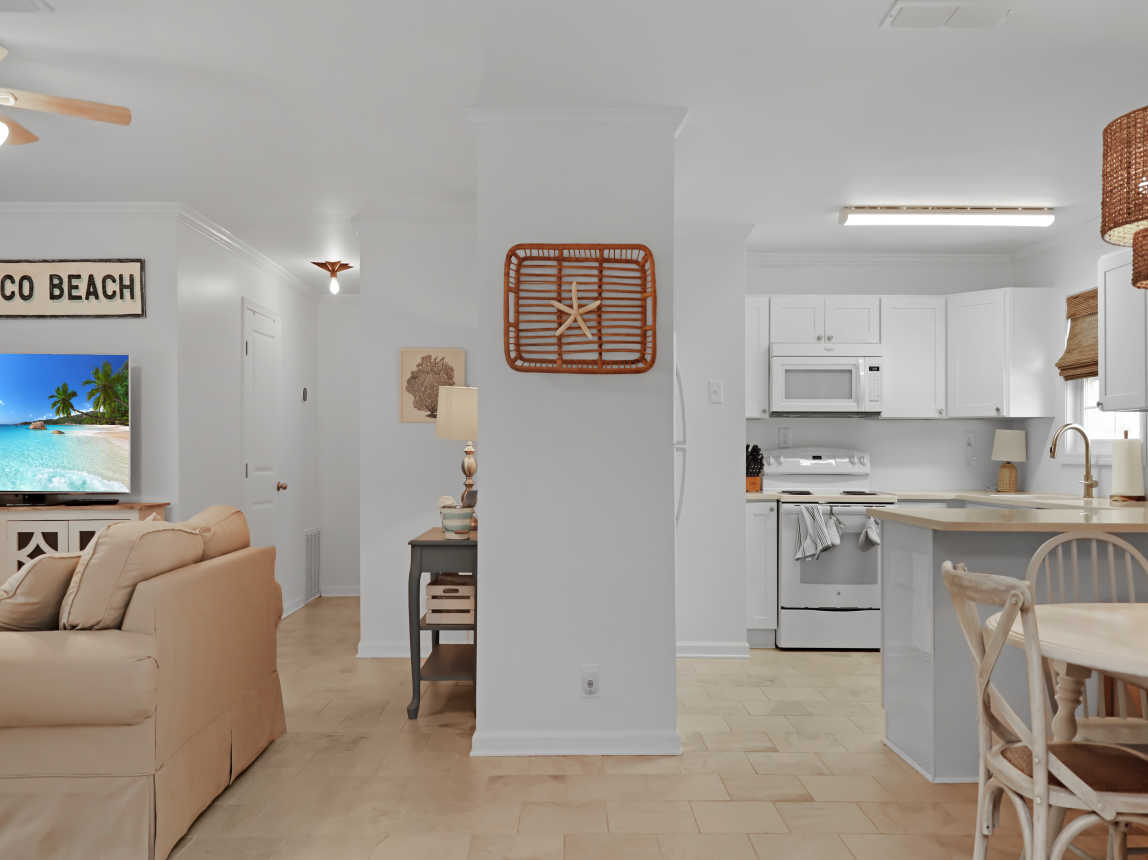 Living Area , work space, kitchen