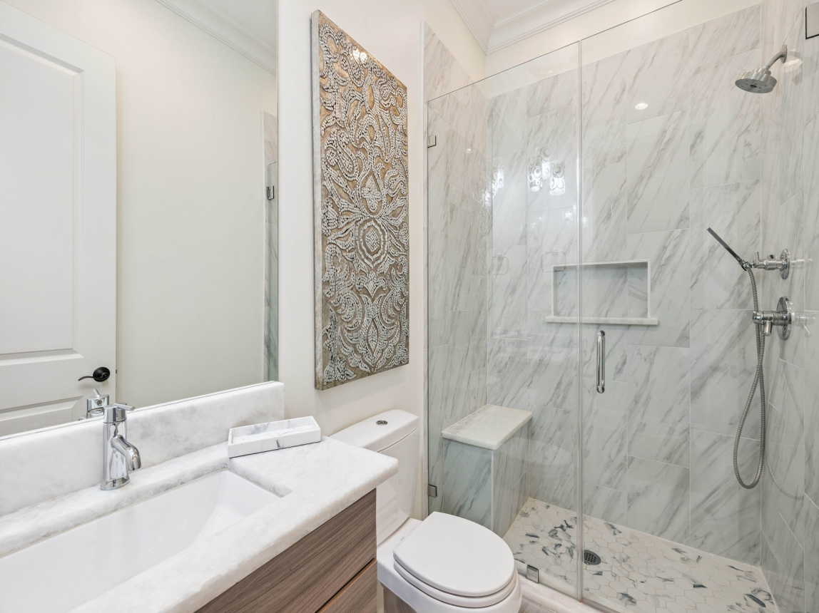 Shared Guest Bathroom - Single Vanity + Walk-In Shower