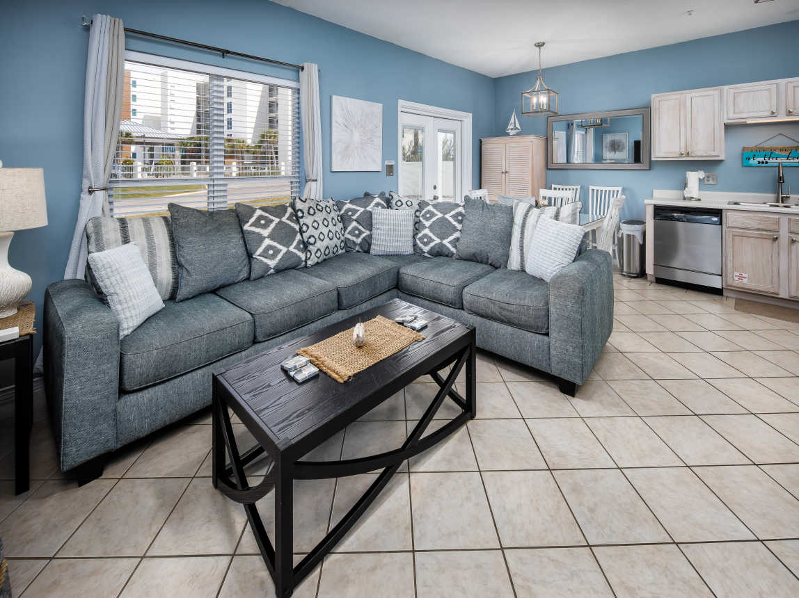 Living room with queen size sleeper sofa