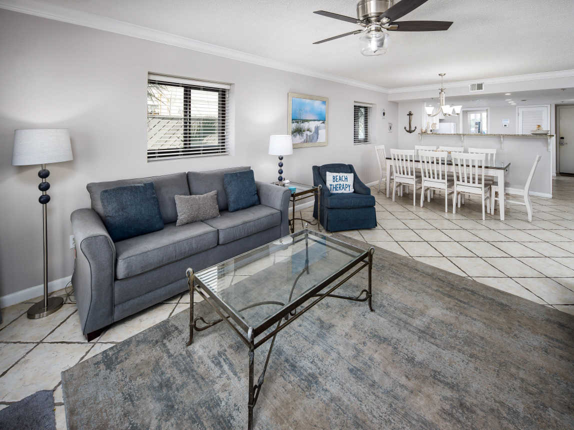 Living room with queen size sleeper sofa