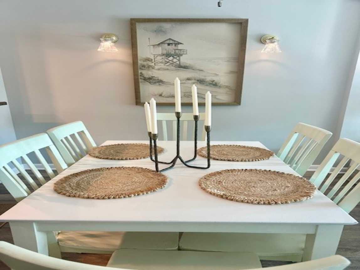 Dining room table with seating for six