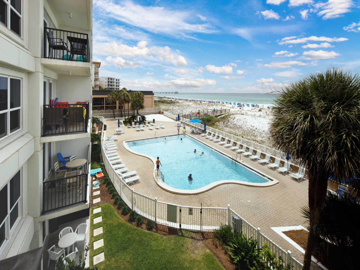 Balcony views of the swimming pool