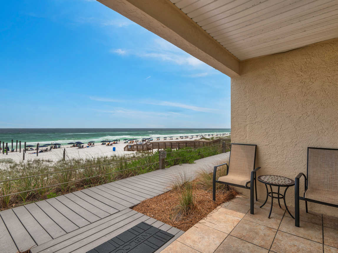 Covered Patio with Beach View
