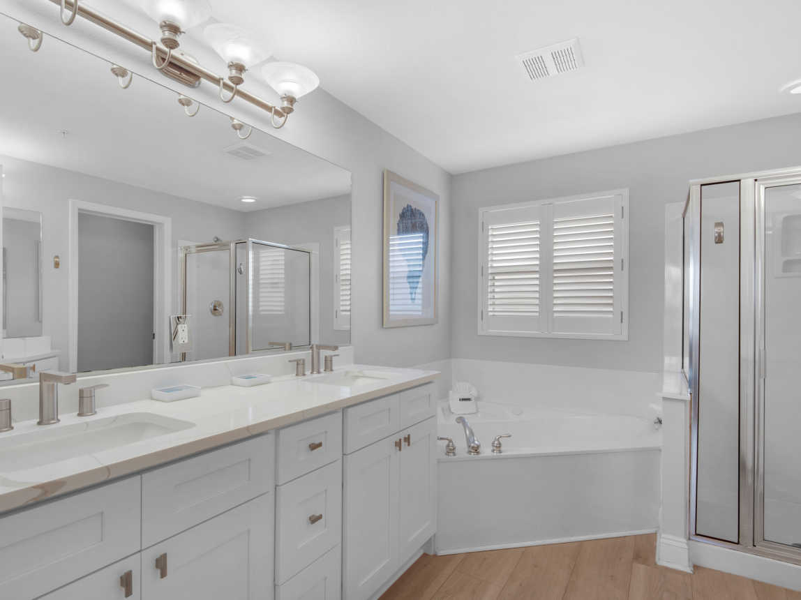 Primary Bathroom with a Double Vanity