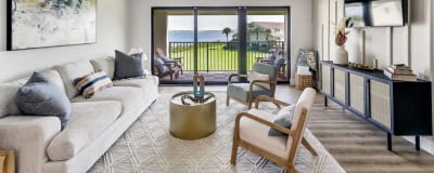 Nestled in comfort, our cozy living room offers a front-row seat to breathtaking sound views. With a queen-size pullout bed and ample seating options, relaxation and tranquility blend seamlessly in this inviting space. ????? #ScenicRetreat 