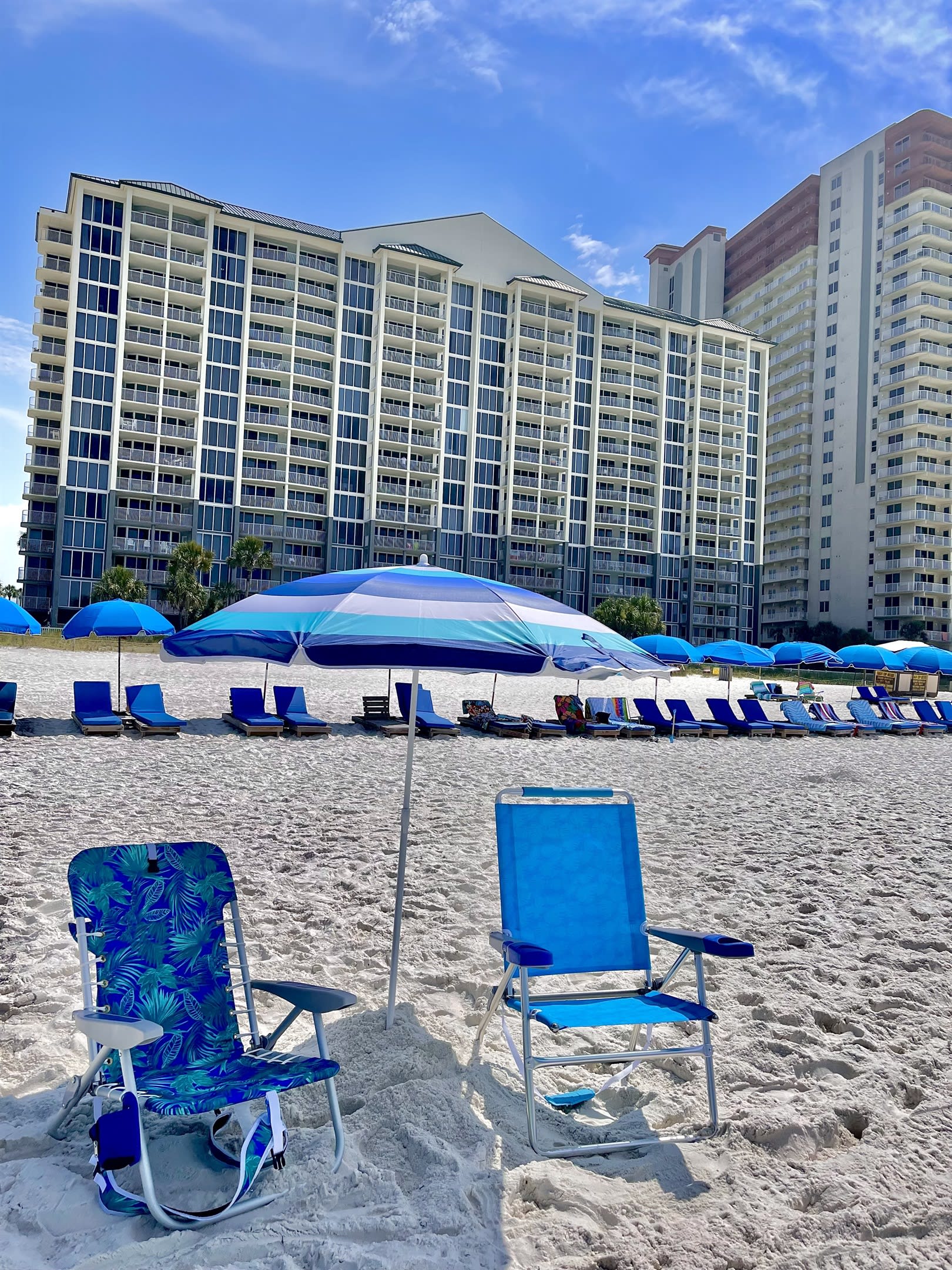 Beach chairs and umbrella are provided in the unit.