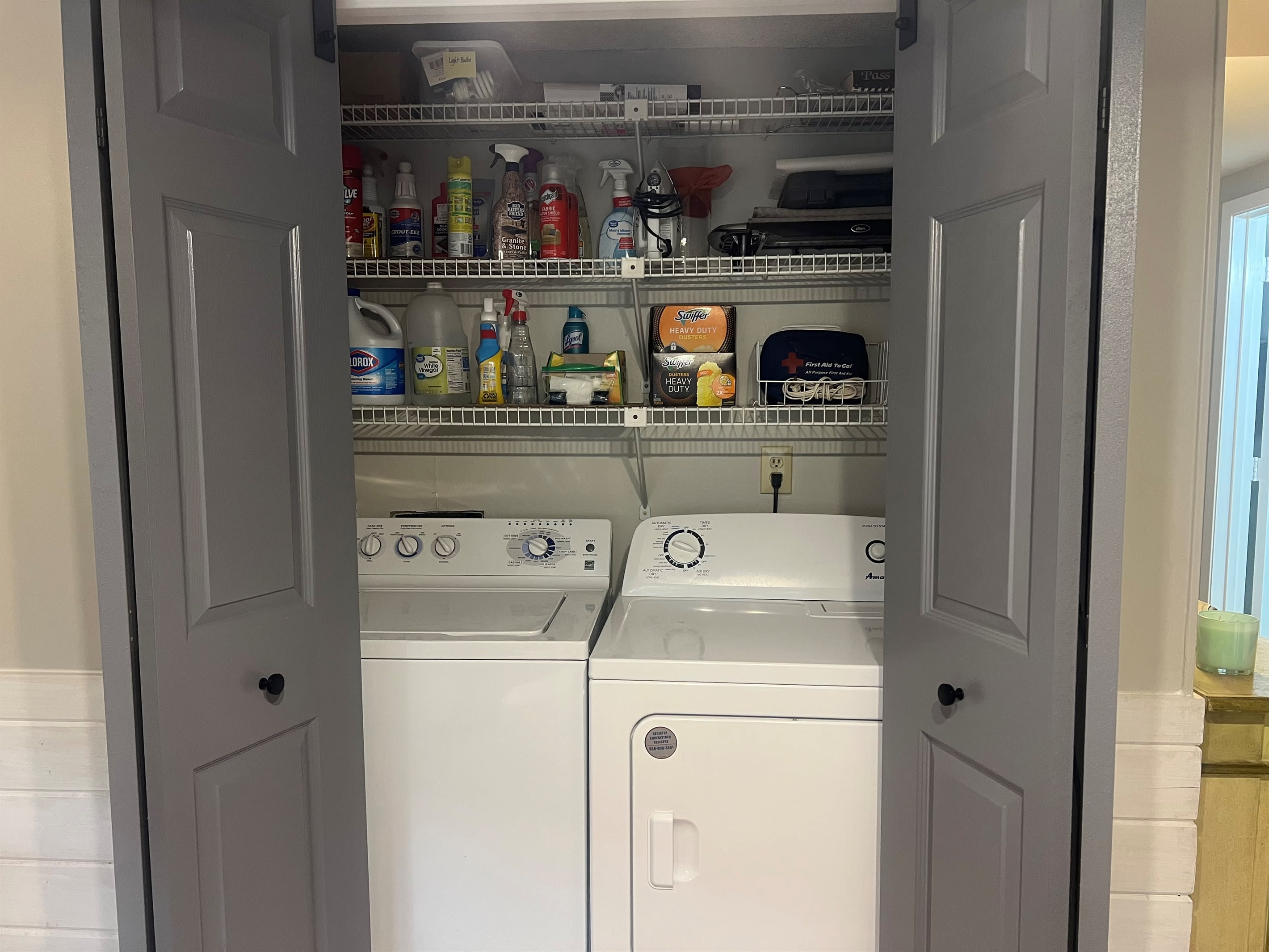 Laundry room in condo. 