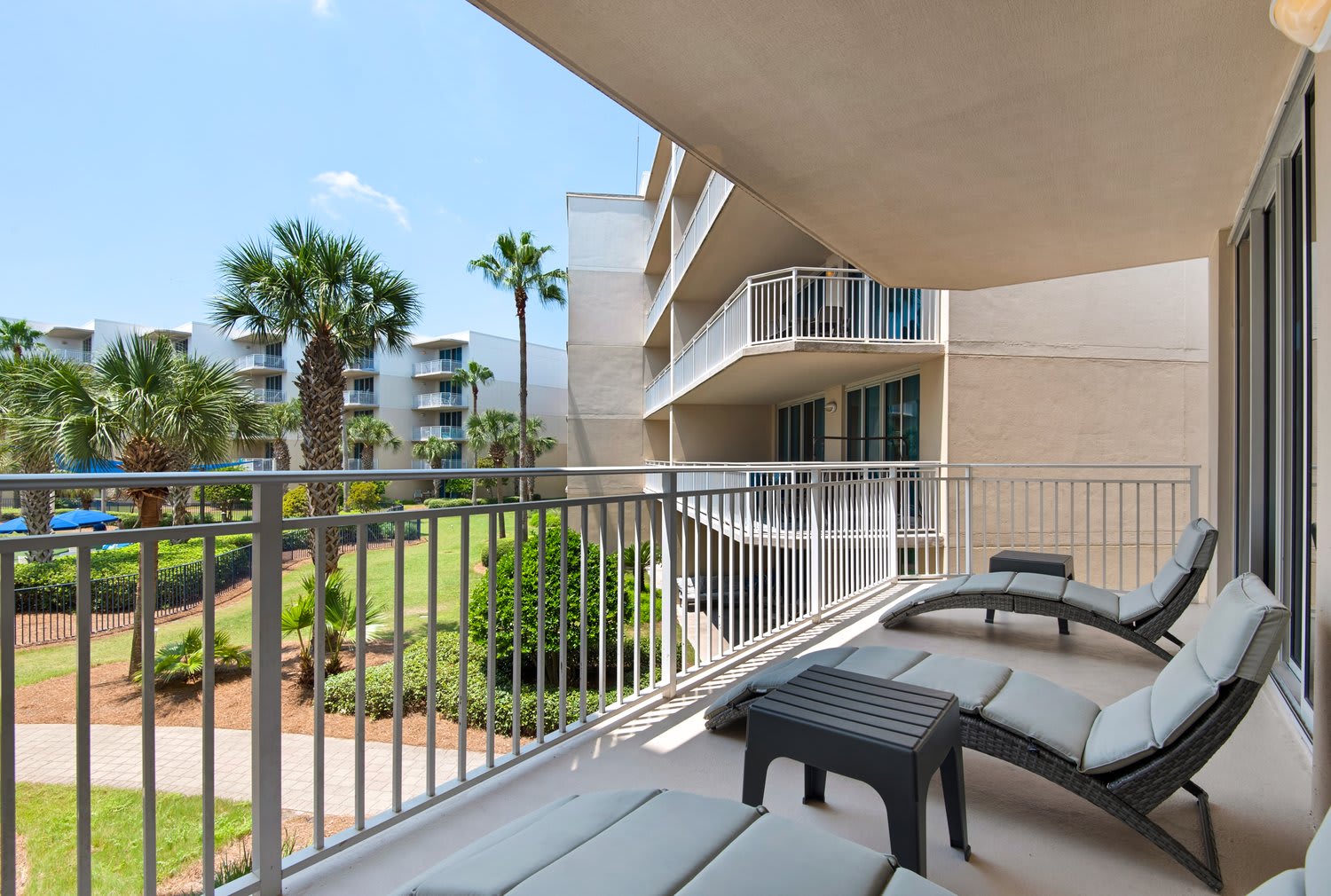 Balcony seating with resort views