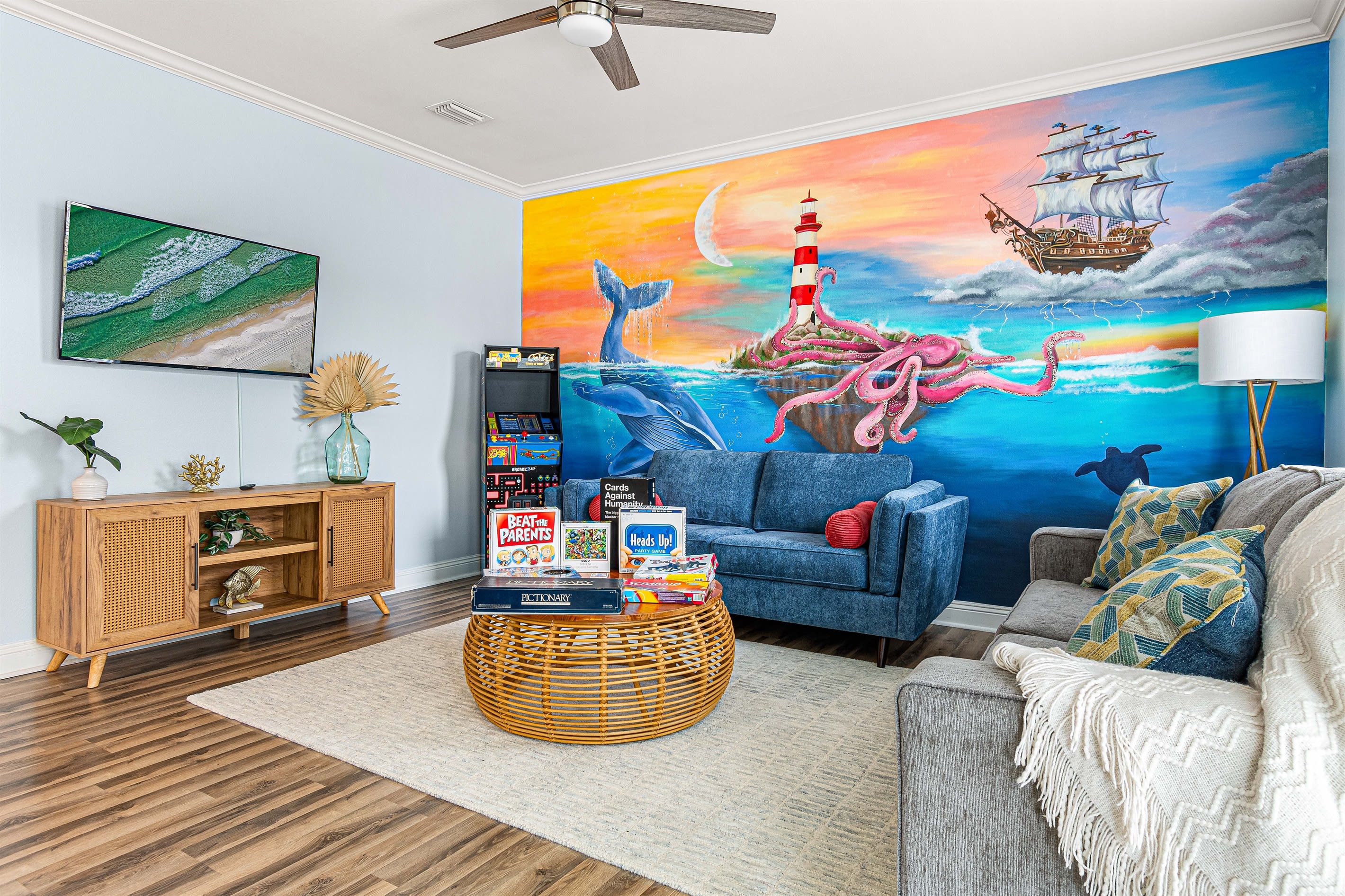 Video game console, assortment of our favorite board games!