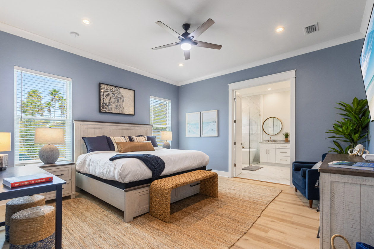 First floor primary suite with king bed