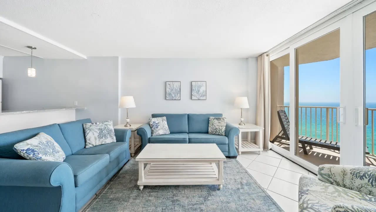 Spacious living room with panoramic views