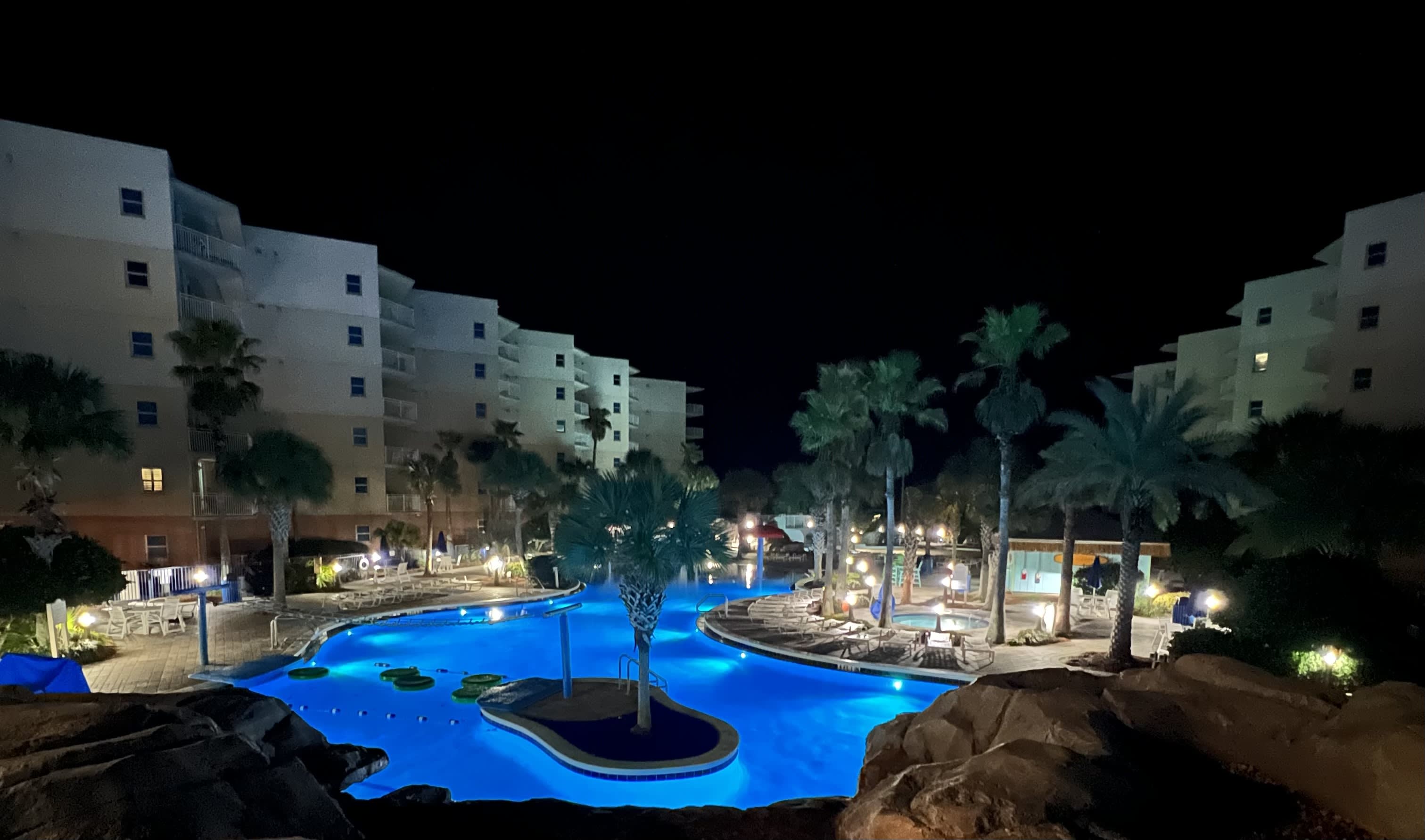 Night-view of one of the spectacular pools!