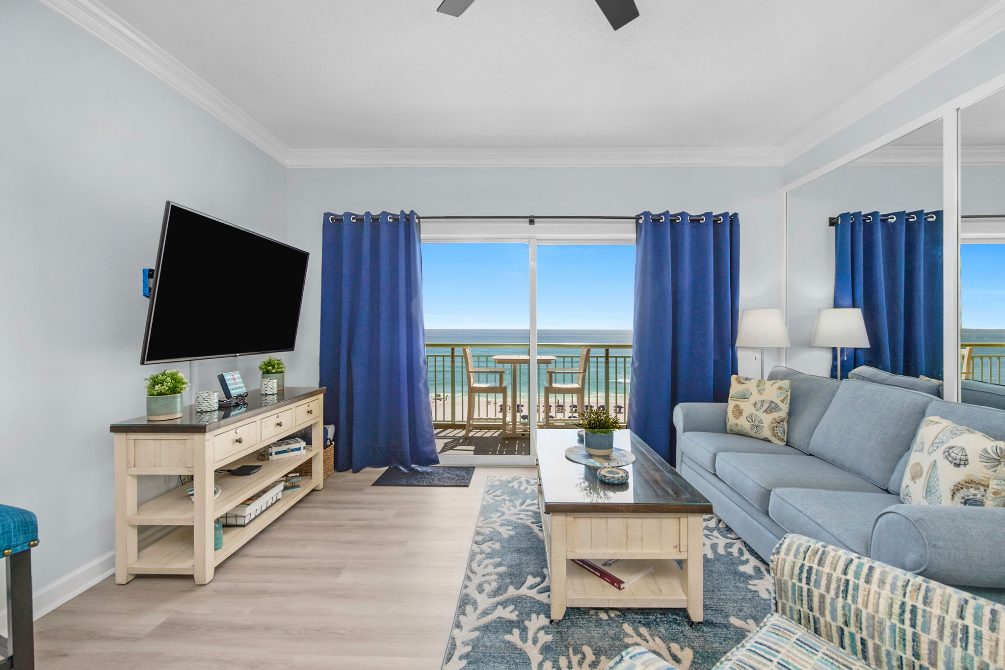 Family Room views of expansive beach and spectacular colors from the Gulf of America