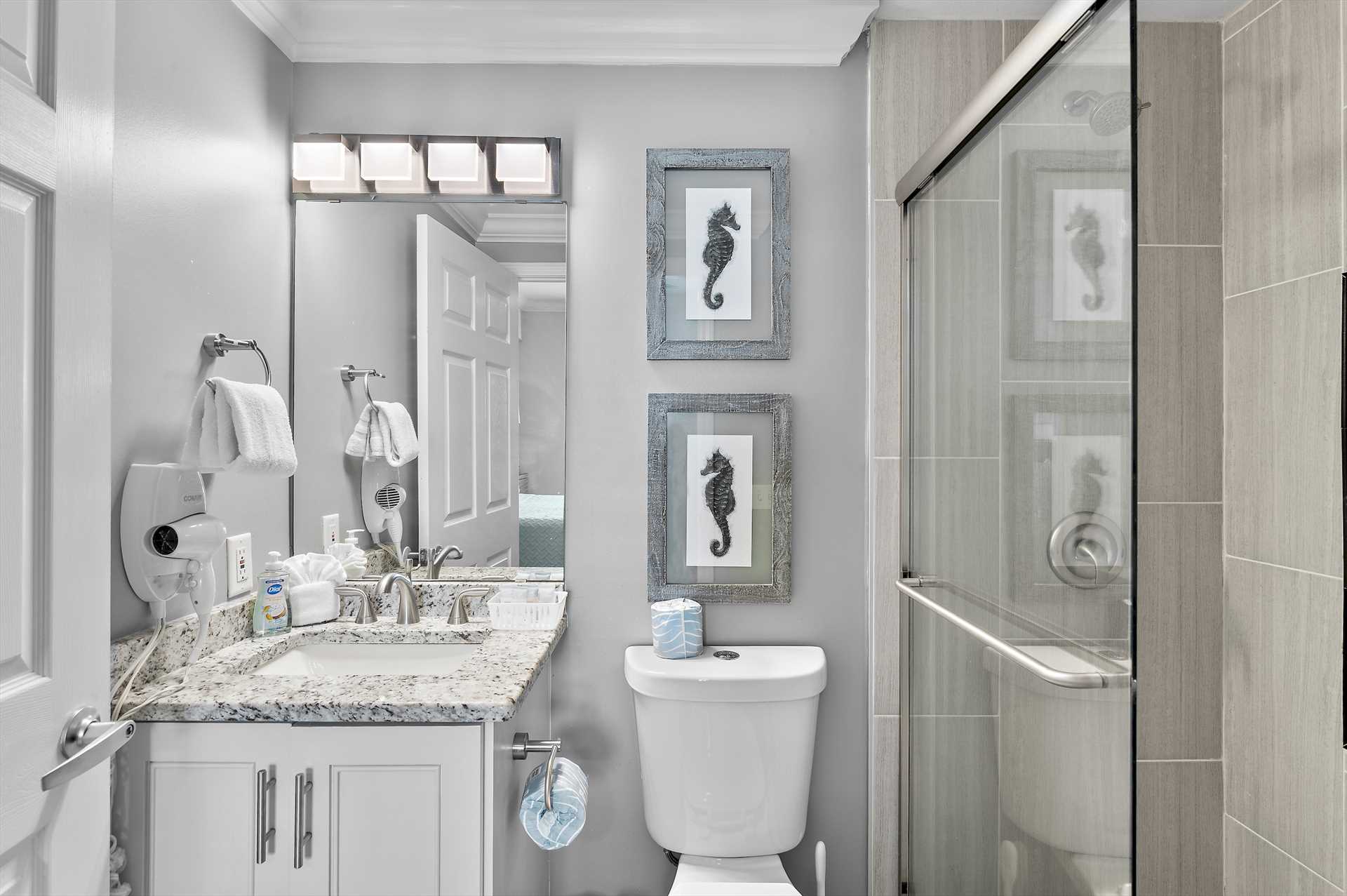 Clean, updated bathrooms with hotel-style amenities