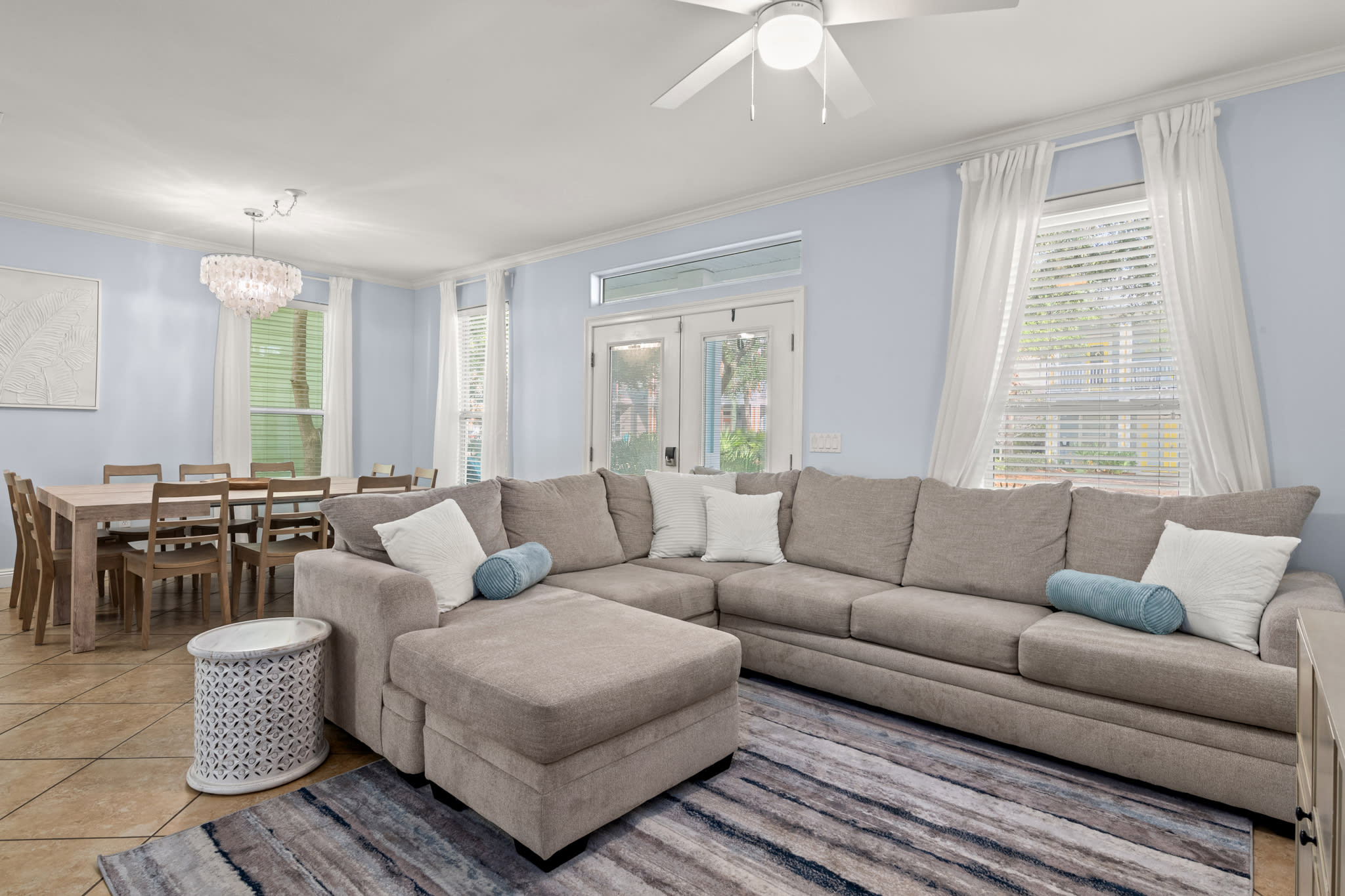 Plenty of room to gather together as well as a sleeper sofa