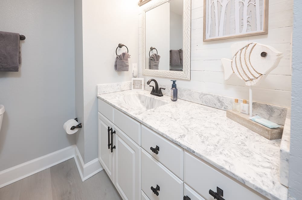 Bright, updated master bathroom