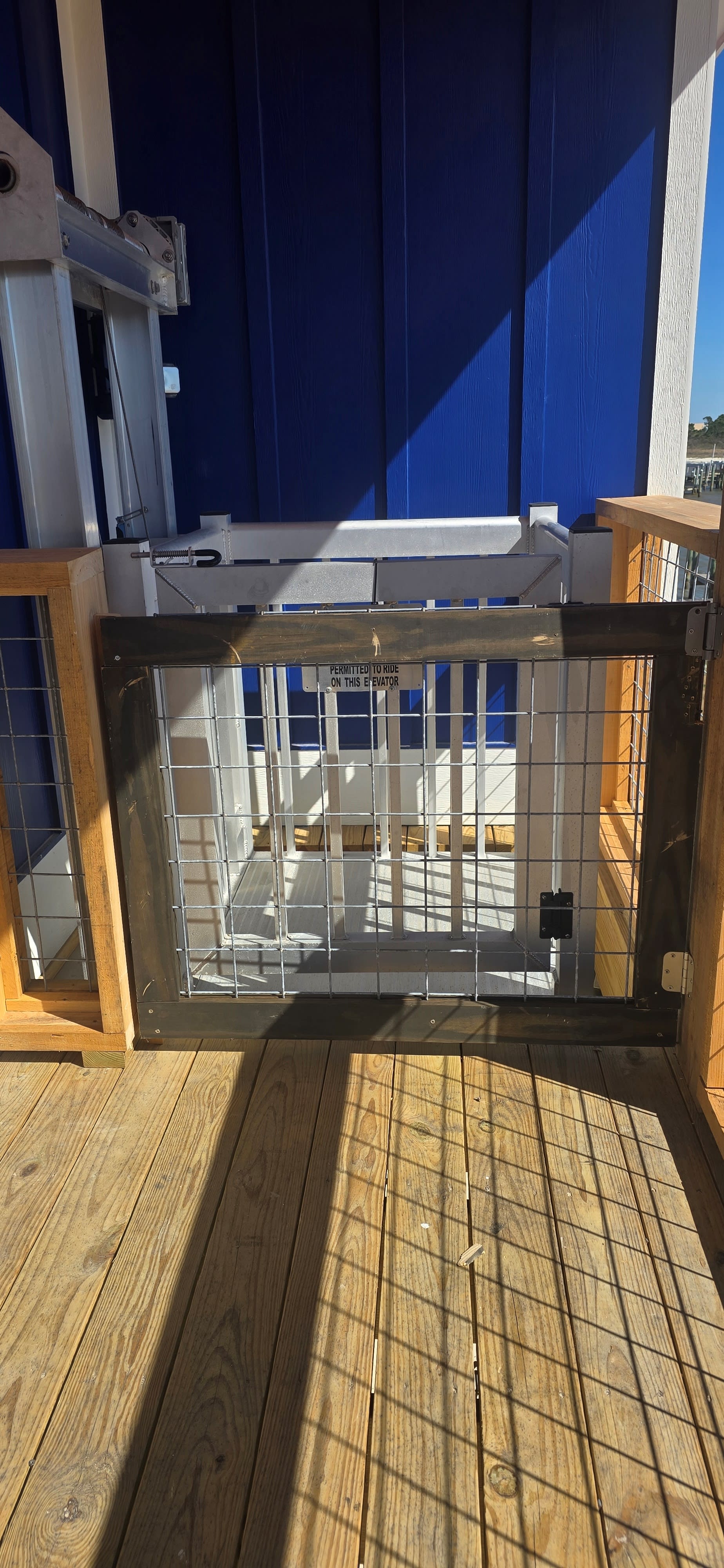 Lift from deck with safety gate