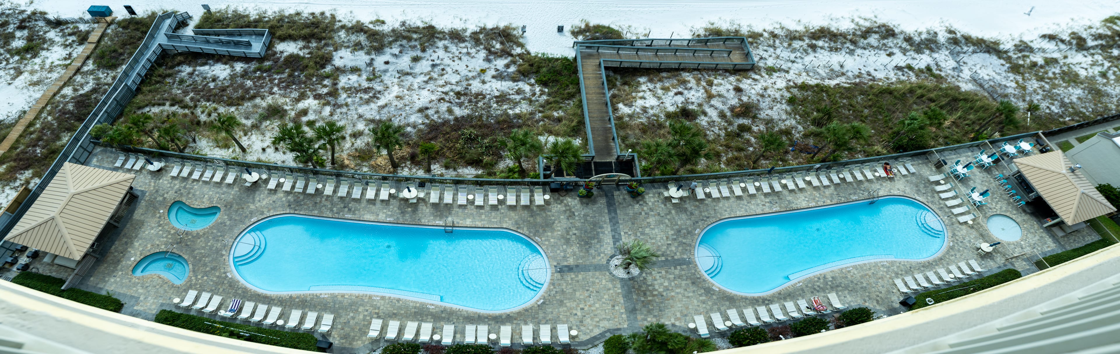 Balcony View of Pool Area  2 pools,2 hot tubs, Kids pool, Tiki Bar and Gazebo