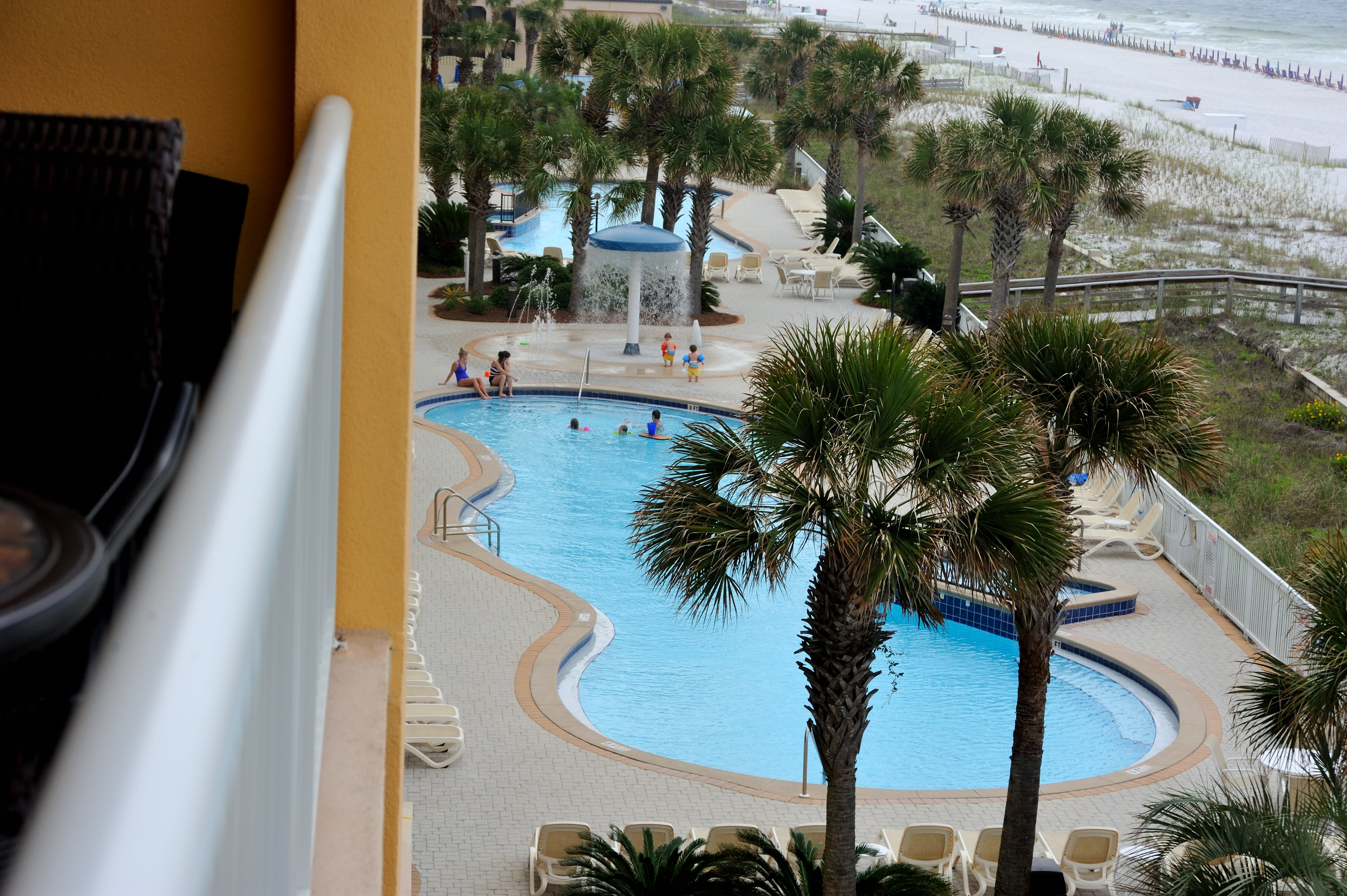 Our balcony has an unobstructed view of the Gulf and the pools and hot tubs!