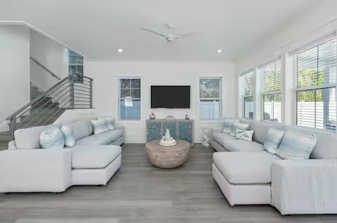 two different living rooms offers a blend of style and comfort