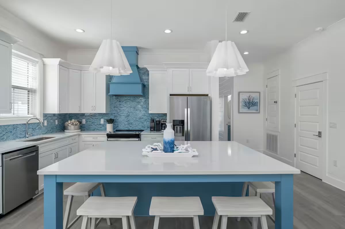 beautiful quartz island for grab-and-go meals