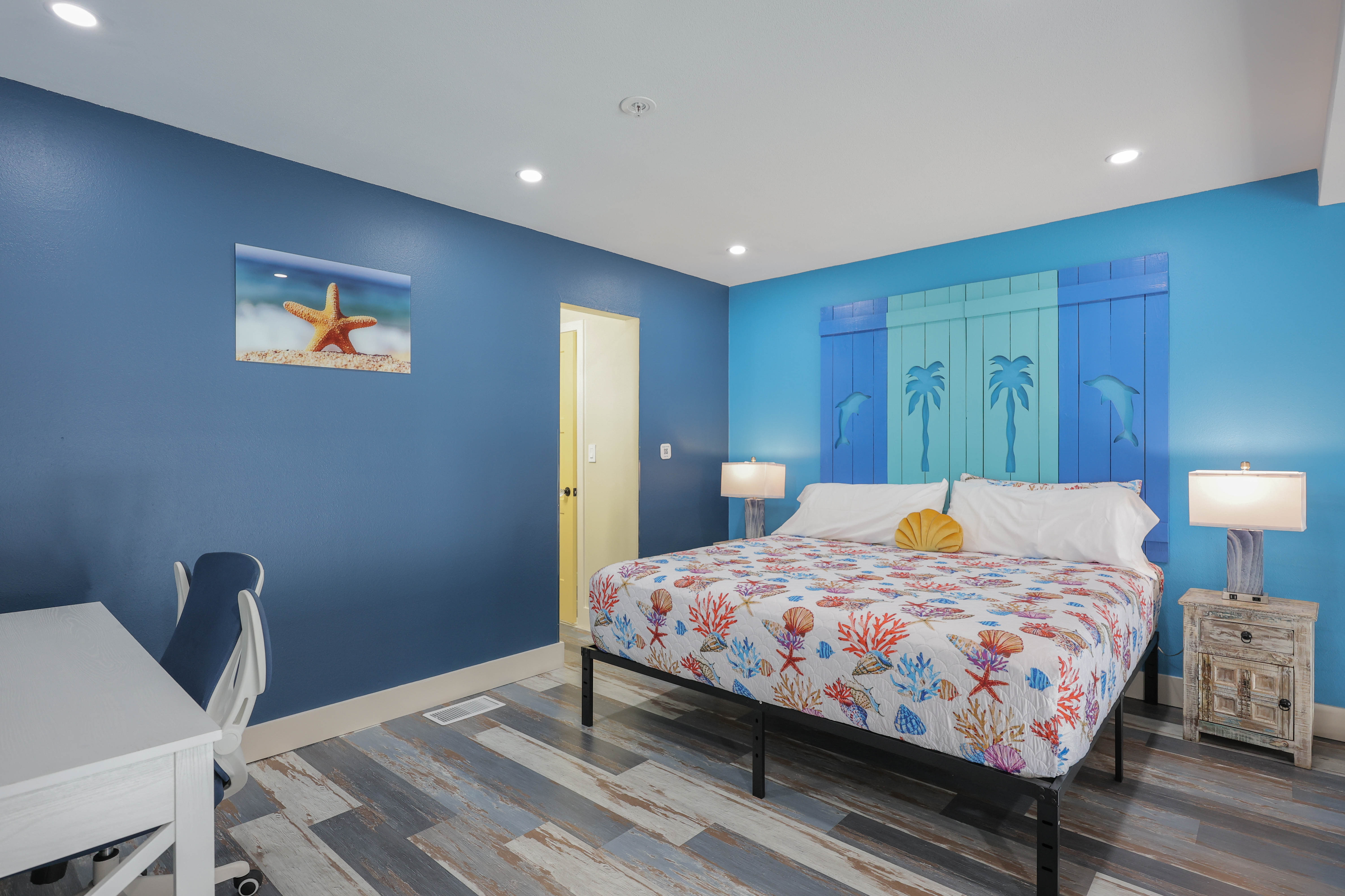 Step into a bold, designer living room where vibrant color meets luxury.