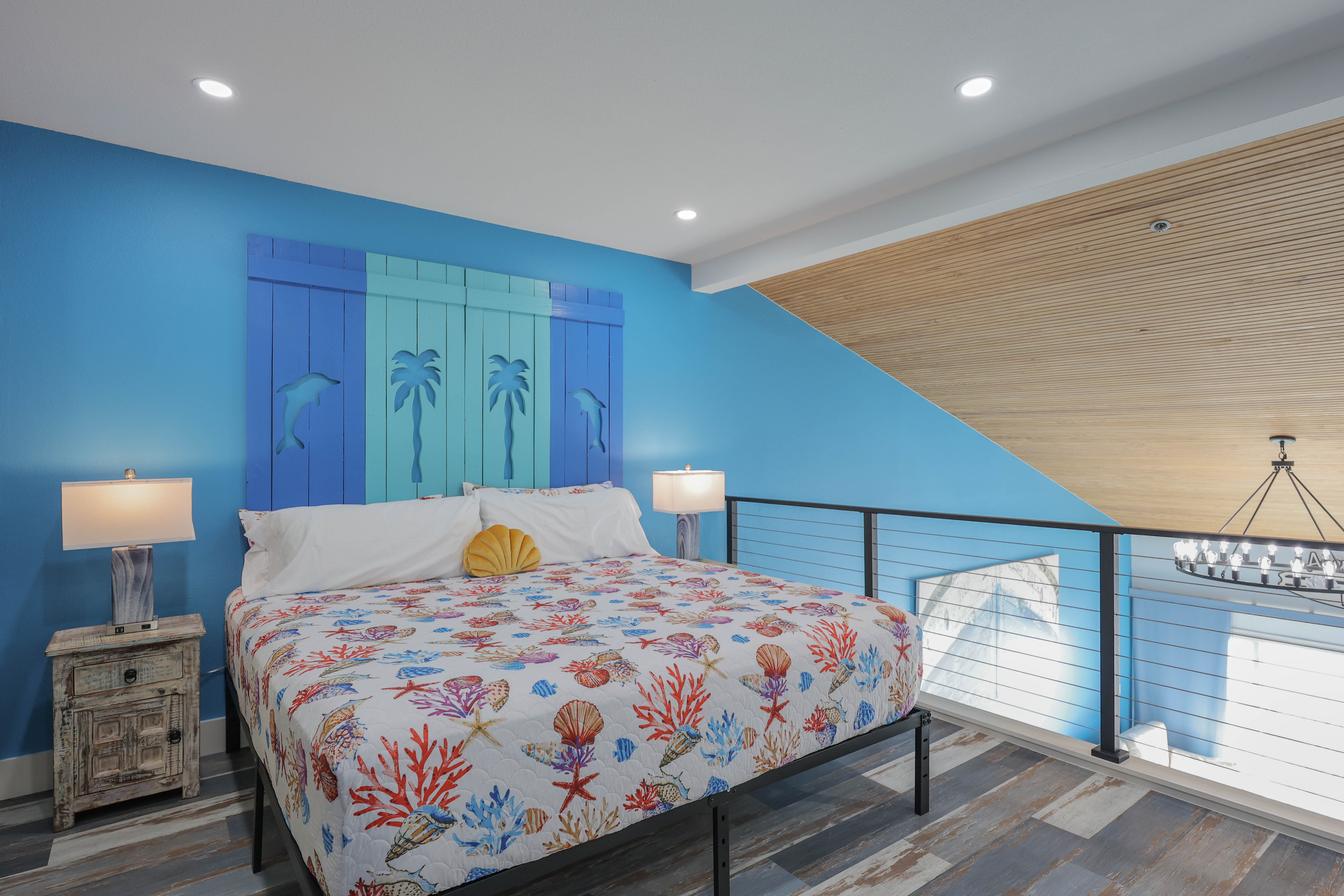 Step into a bold, designer living room where vibrant color meets luxury.