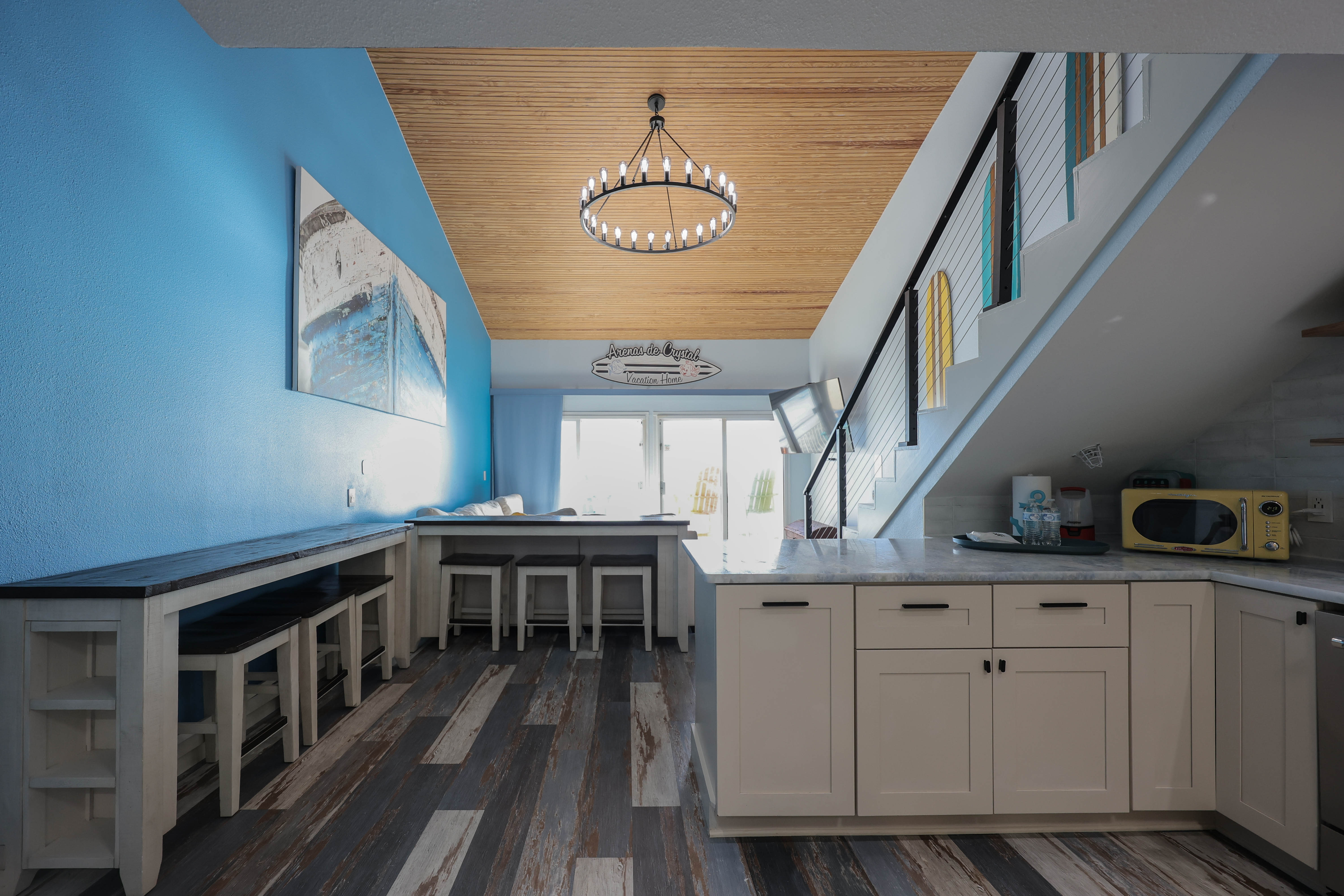 Step into a bold, designer living room where vibrant color meets luxury.