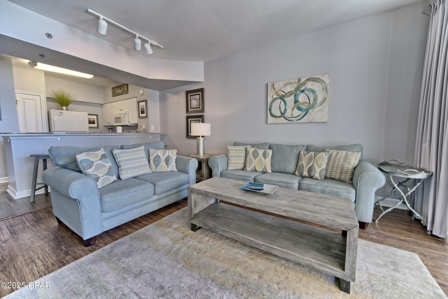 Lovely decor and ceramic plank flooring!