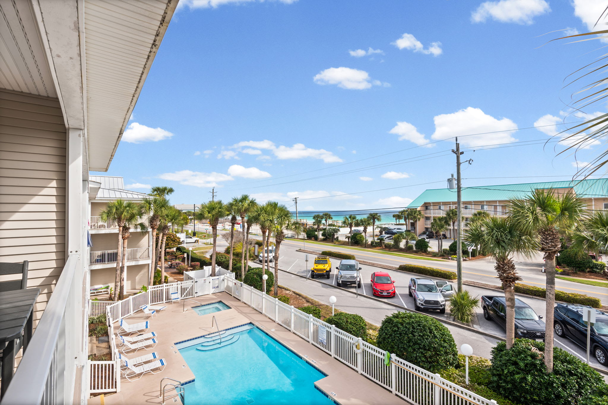 View of pool from balcony