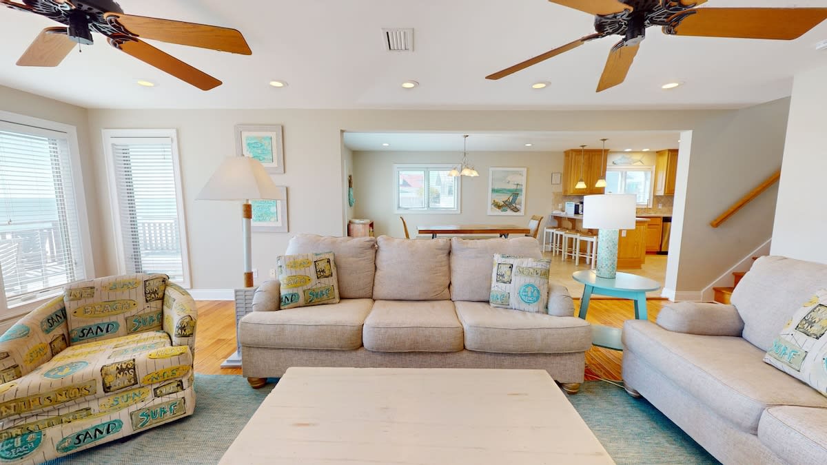 First floor living area open to dining