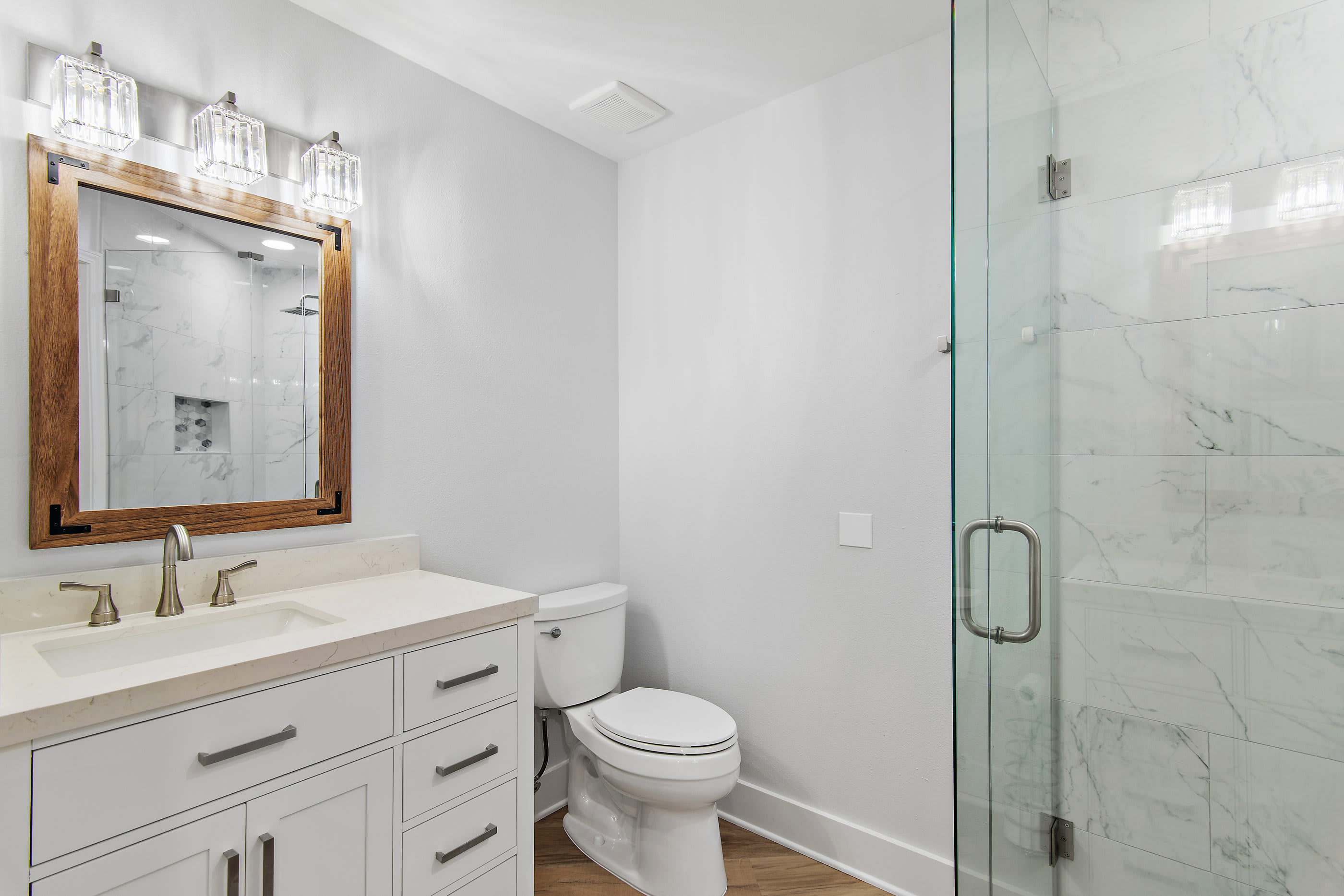Guest Bunk room Bath with walk-in shower