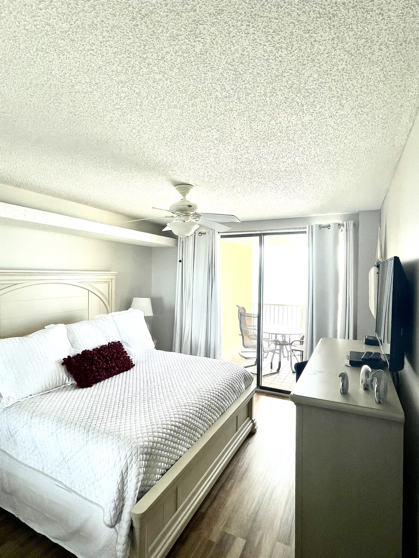 Master bedroom has brand new furniture and matress and smart TV