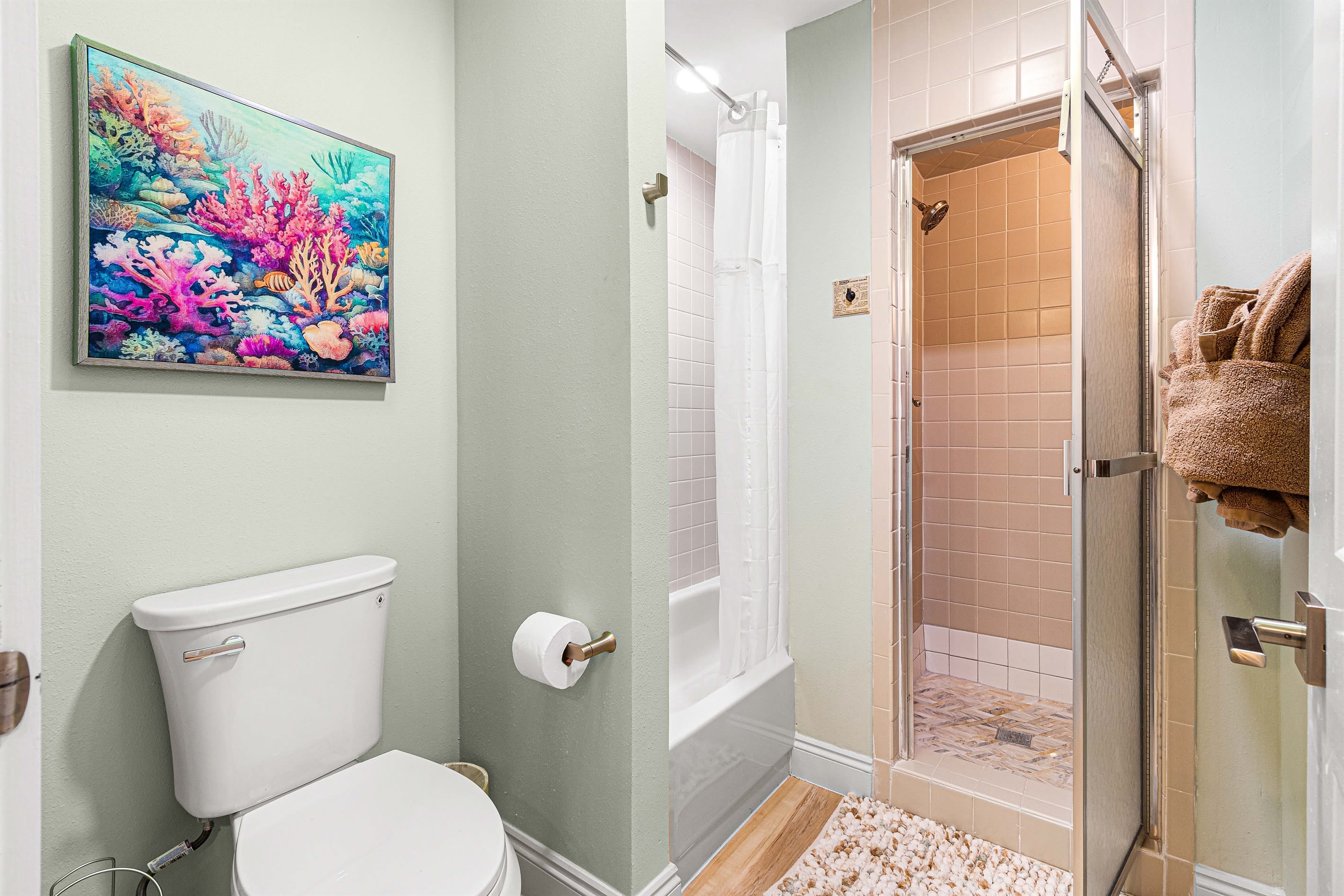 Retro Master Bathroom with Tub and Stand Alone Shower