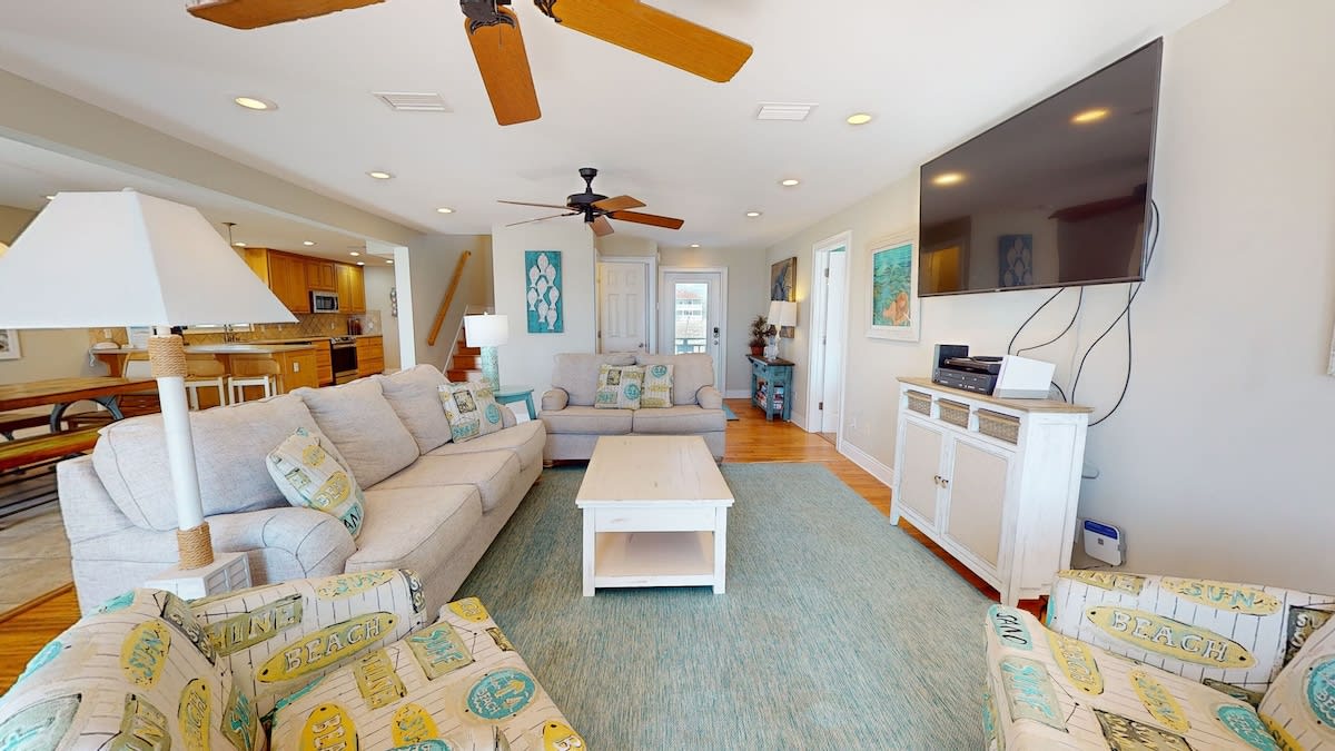 First floor living area with smart TV