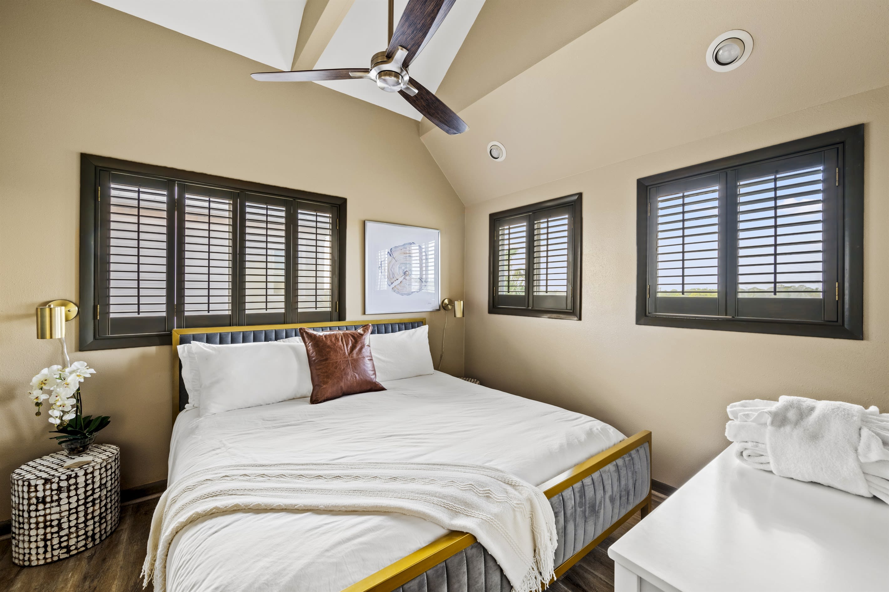 This 4th King bedroom is on the top floor across from the living areas.